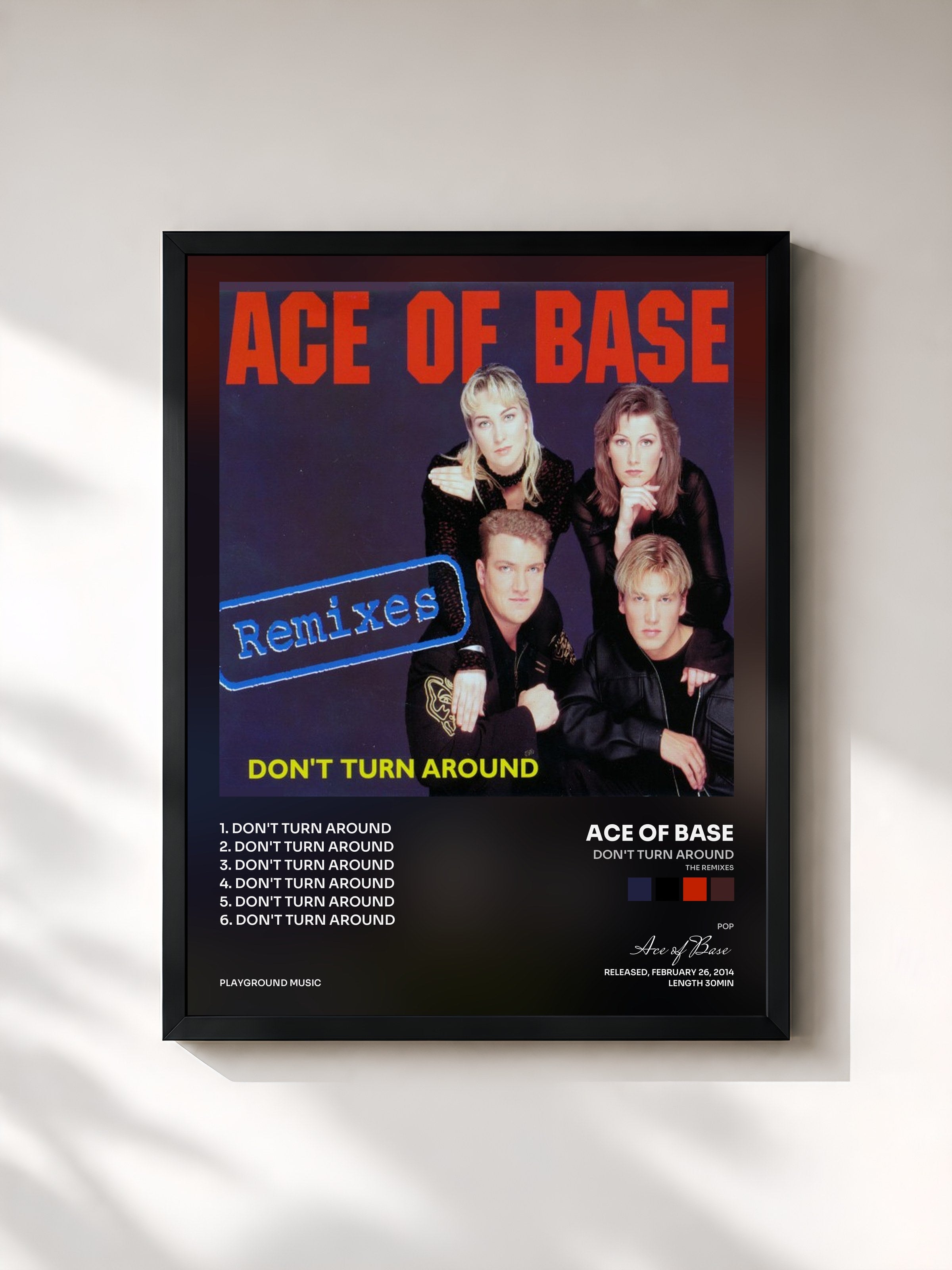 #noir Tableau de l'album Don't Turn Around (The Remixes) de Ace of Base, cadre noir, imprimé et encadré en France