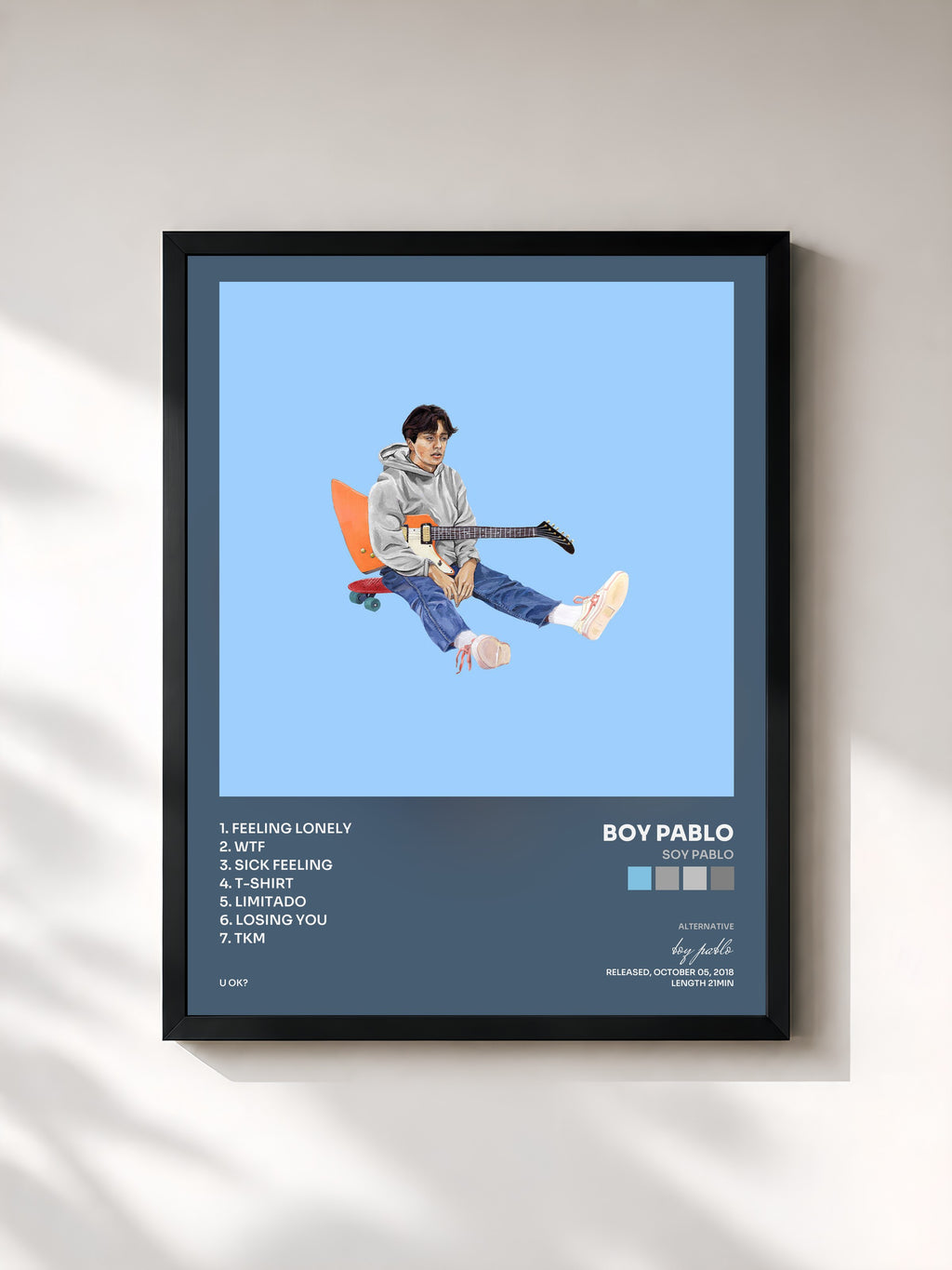 #noir Tableau de l'album Soy Pablo de boy pablo, cadre noir, imprimé et encadré en France