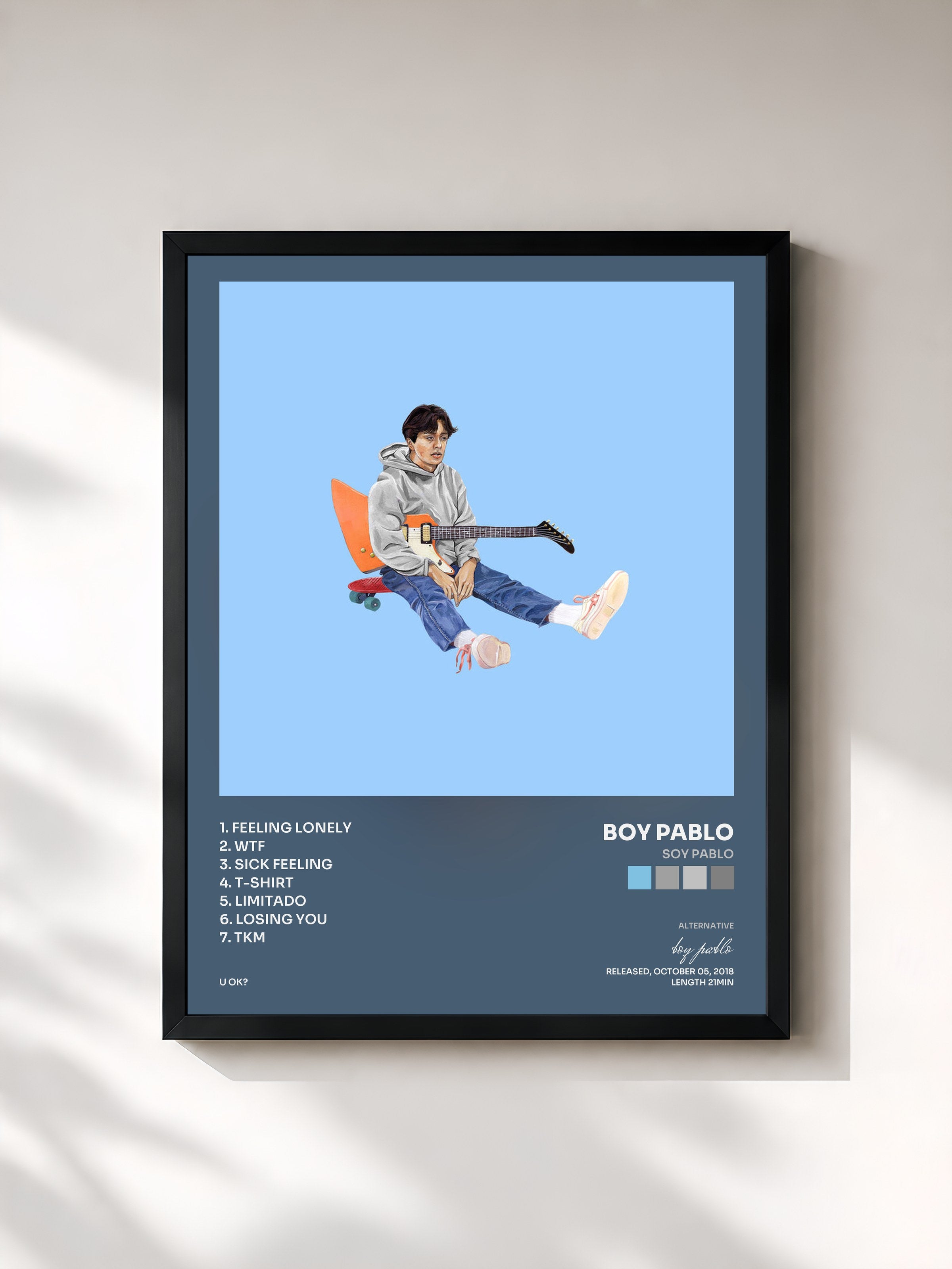 #noir Tableau de l'album Soy Pablo de boy pablo, cadre noir, imprimé et encadré en France