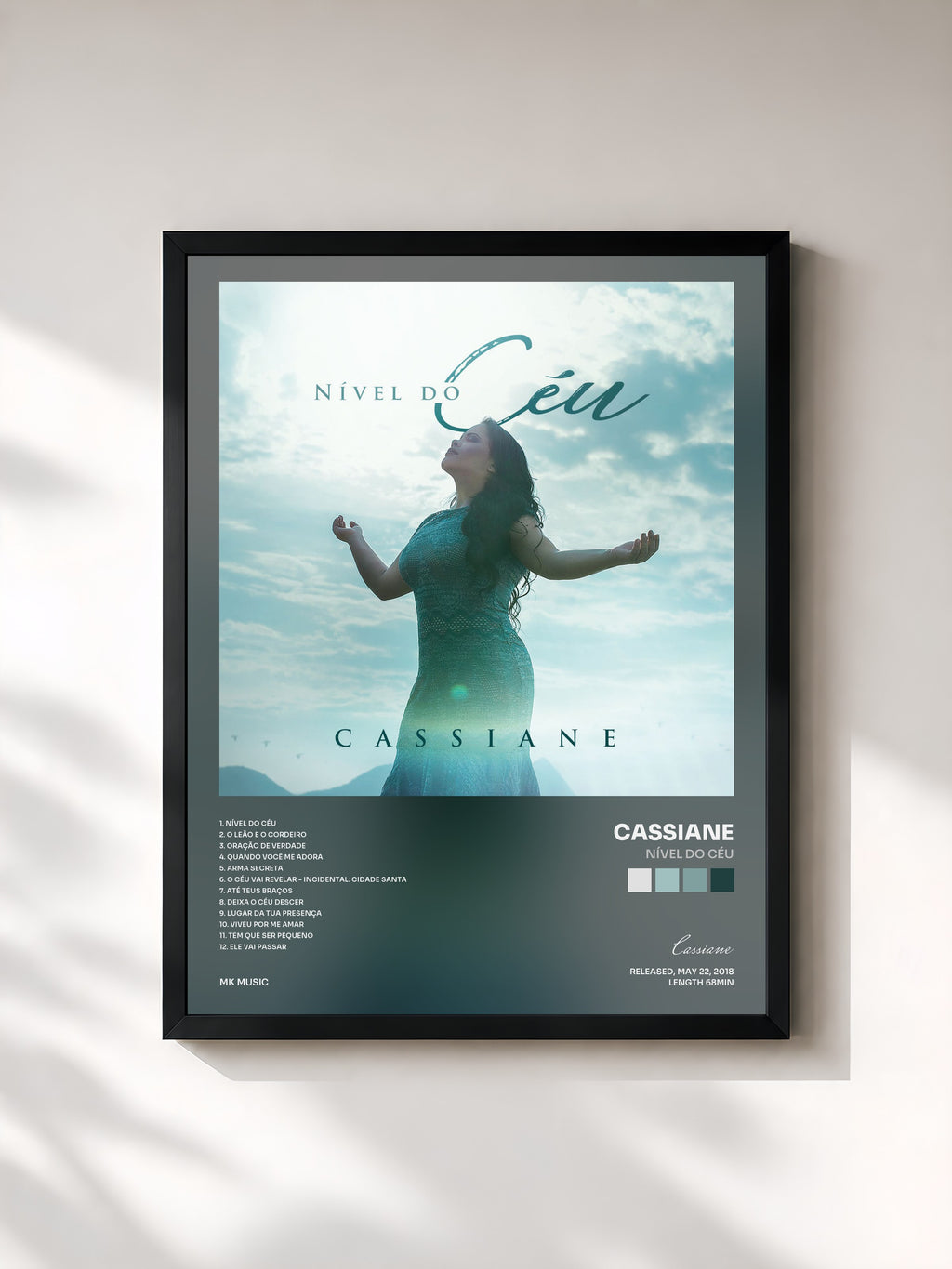#noir Tableau de l'album Nível do Céu de Cassiane, cadre noir, imprimé et encadré en France