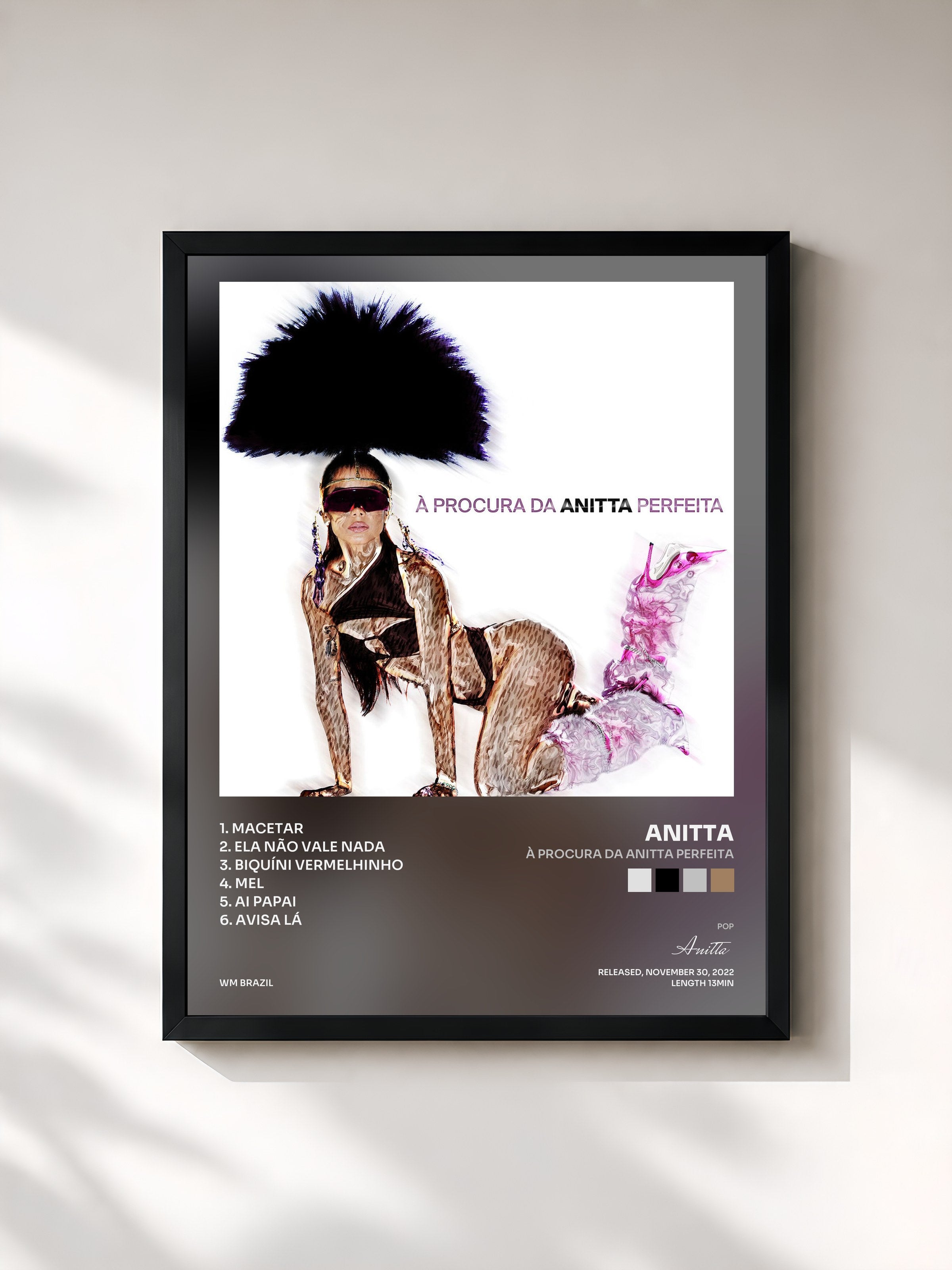 #noir Tableau de l'album À Procura da Anitta Perfeita de Anitta, cadre noir, imprimé et encadré en France