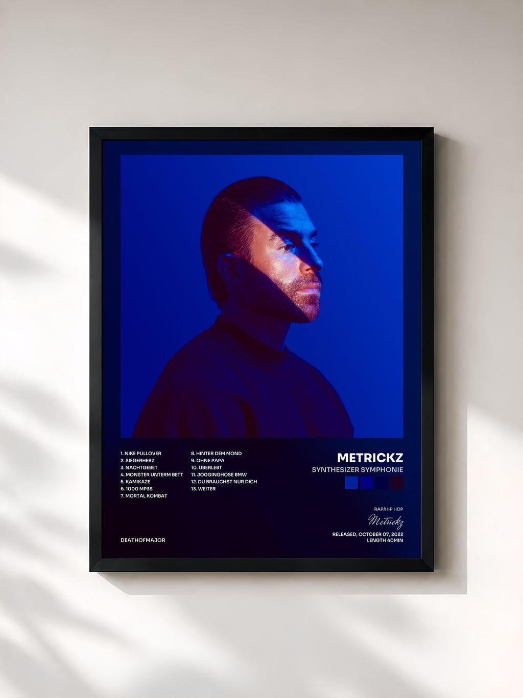 #noir Tableau de l'album Synthesizer Symphonie de Metrickz, cadre noir, imprimé et encadré en France