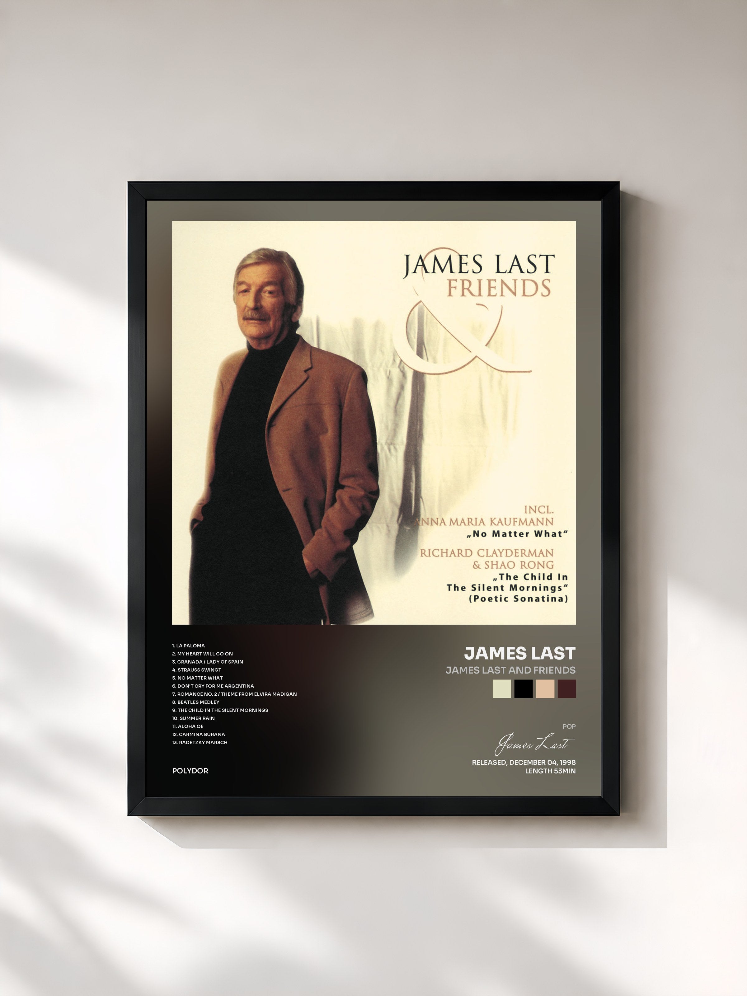 #noir Tableau de l'album James Last And Friends de James Last, cadre noir, imprimé et encadré en France