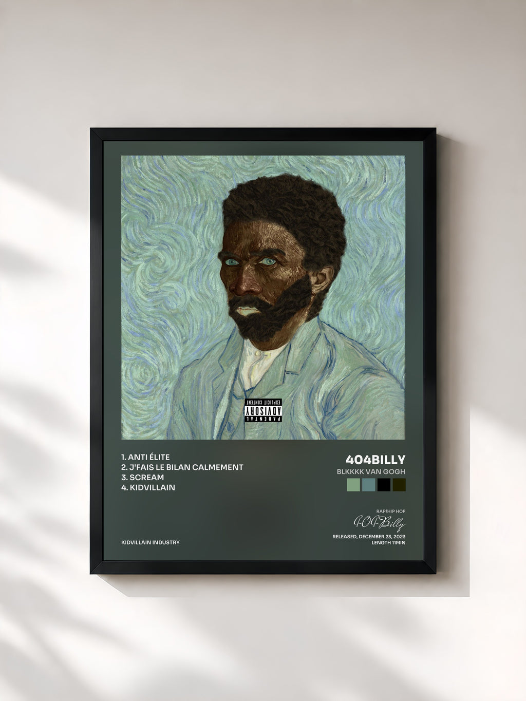 #noir Tableau de l'album BLKKKK VAN GOGH de 404Billy, cadre noir, imprimé et encadré en France