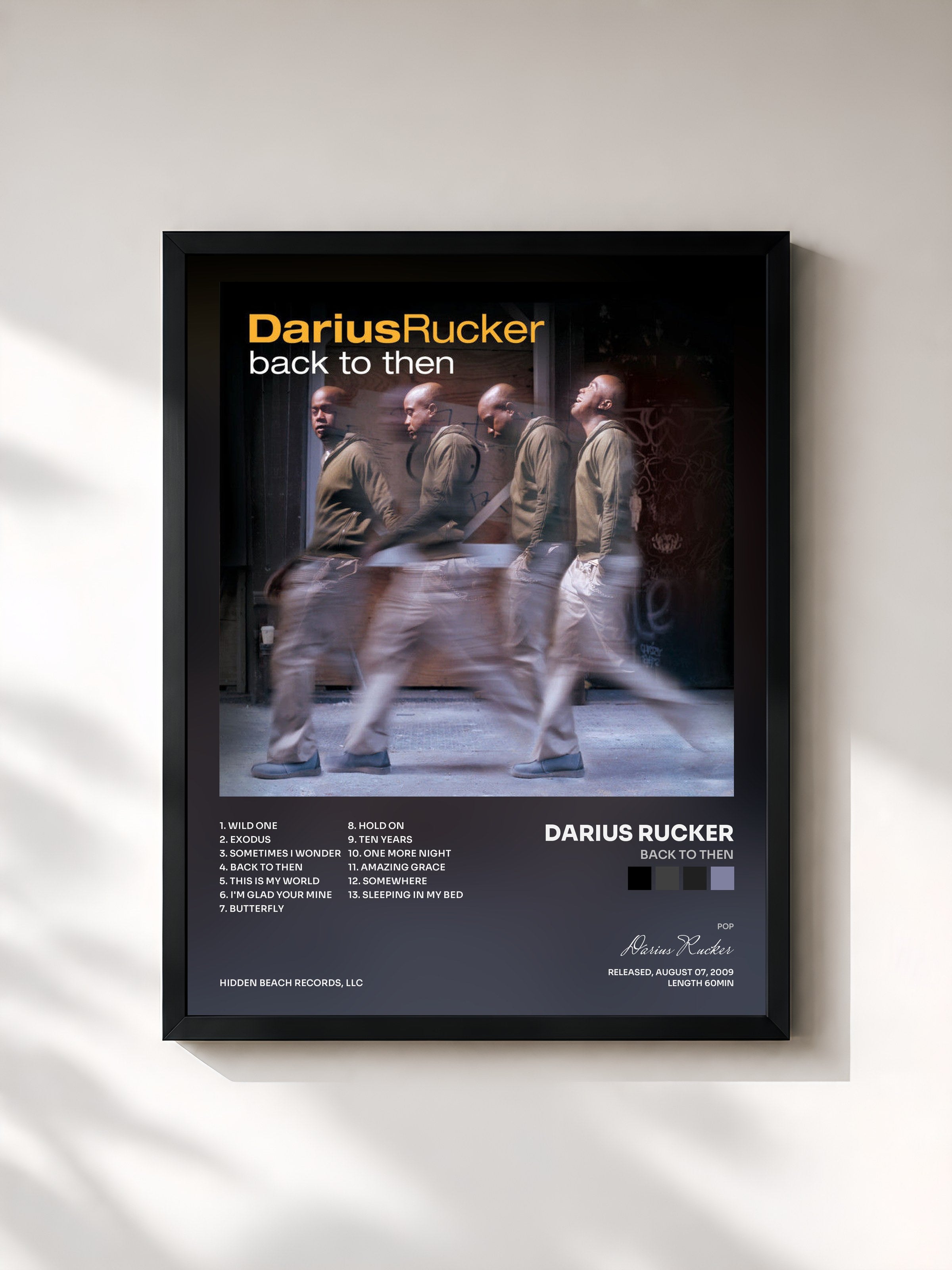 #noir Tableau de l'album Back To Then de Darius Rucker, cadre noir, imprimé et encadré en France