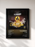 #noir Tableau de l'album La Parranda Va a Empezar de Alta Consigna, cadre noir, imprimé et encadré en France