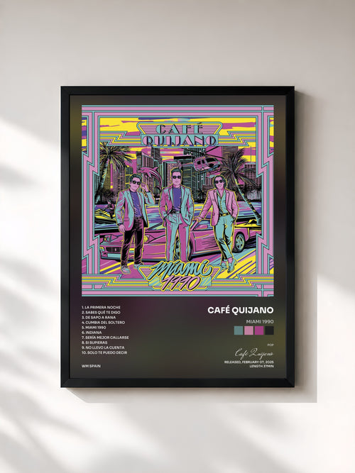 Café Quijano · Miami 1990 — Affiche encadrée