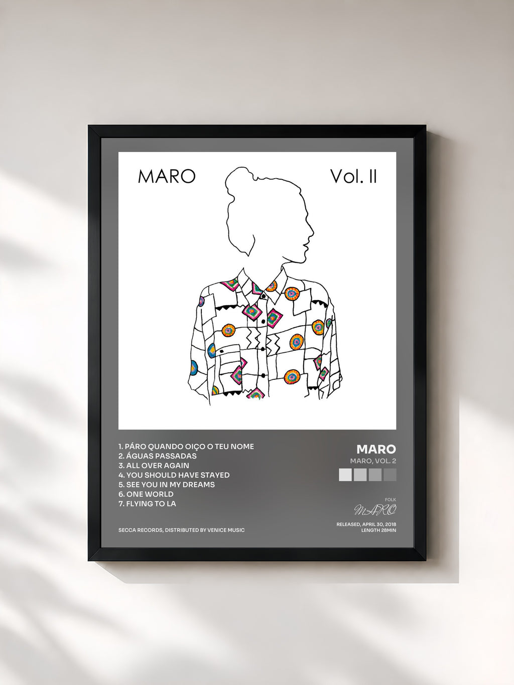 #noir Tableau de l'album MARO, Vol. 2 de MARO, cadre noir, imprimé et encadré en France