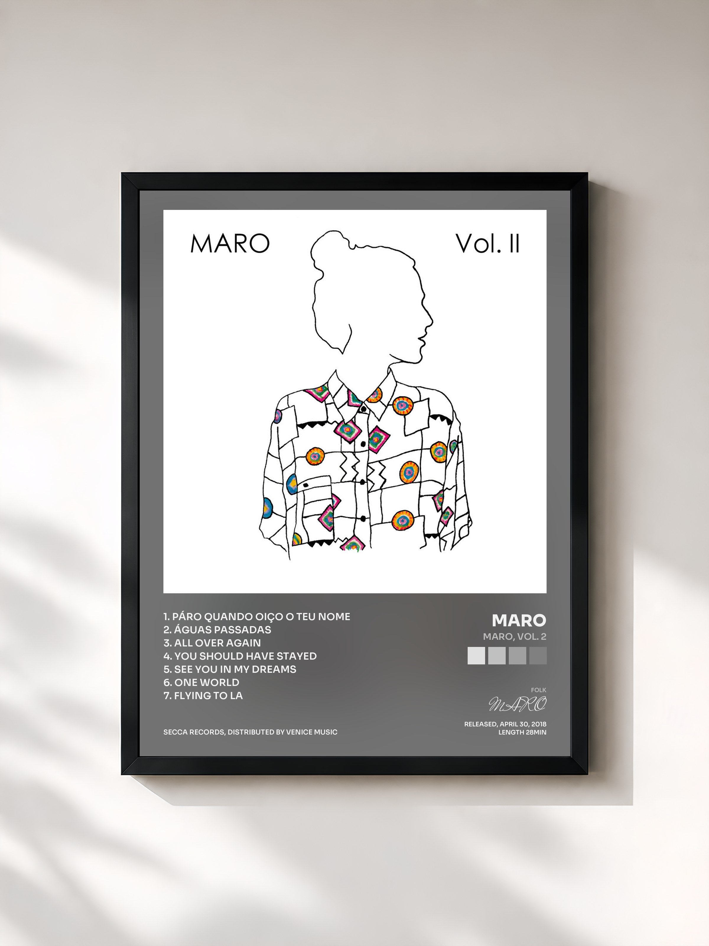 #noir Tableau de l'album MARO, Vol. 2 de MARO, cadre noir, imprimé et encadré en France