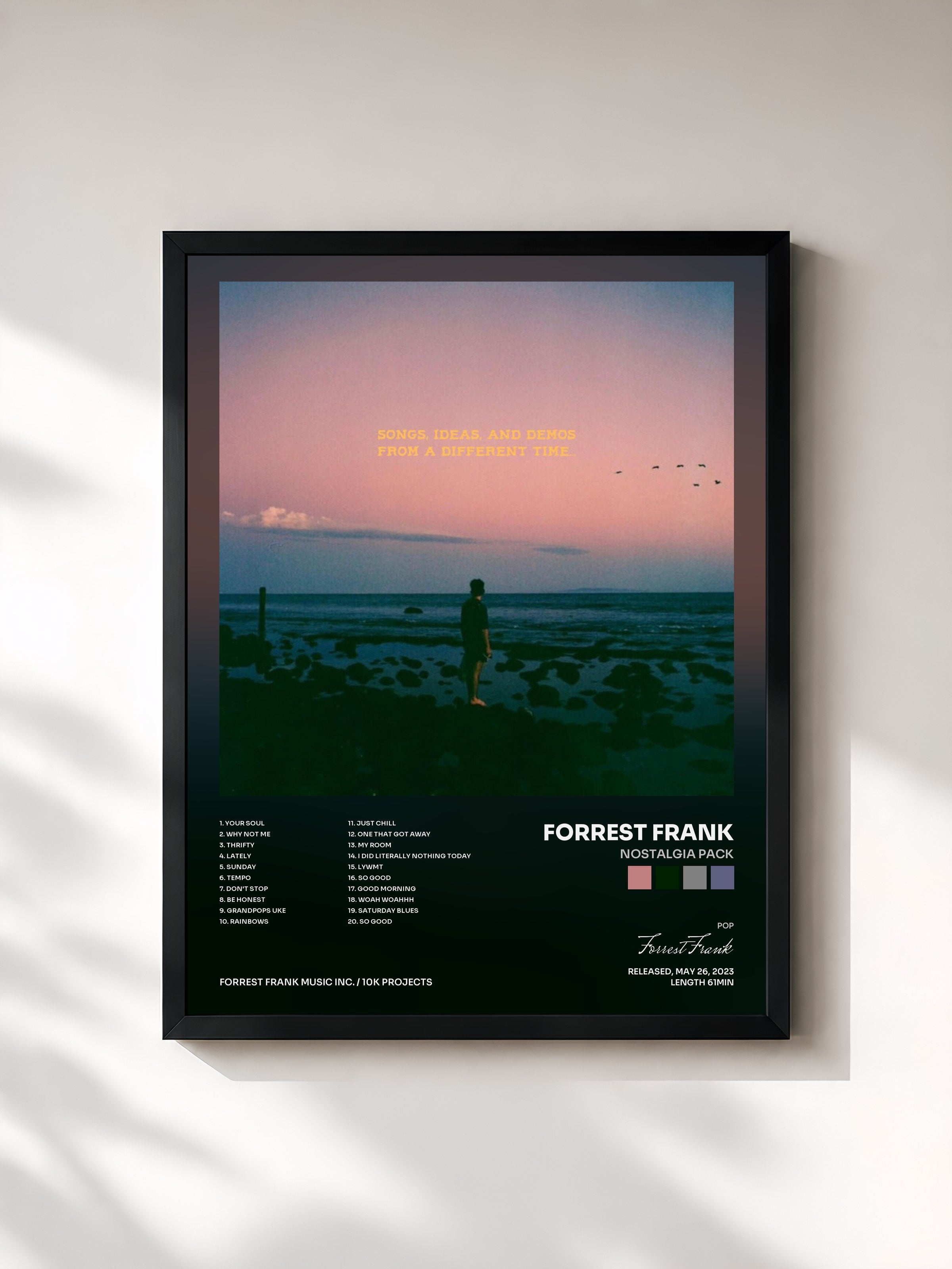 #noir Tableau de l'album Nostalgia Pack de Forrest Frank, cadre noir, imprimé et encadré en France