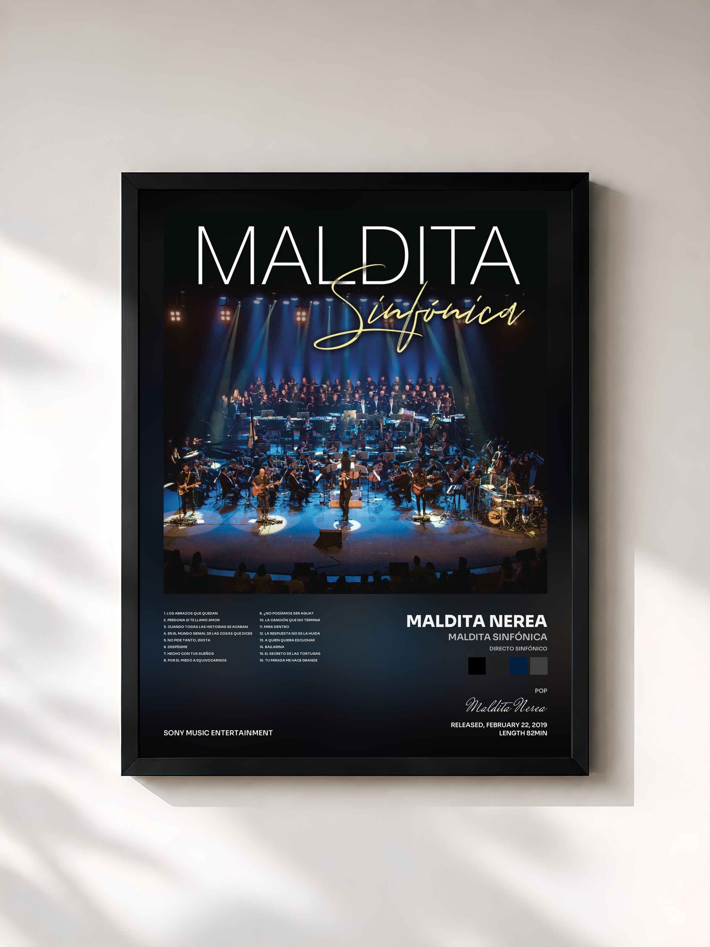 #noir Tableau de l'album Maldita Sinfónica (Directo Sinfónico) de Maldita Nerea, cadre noir, imprimé et encadré en France