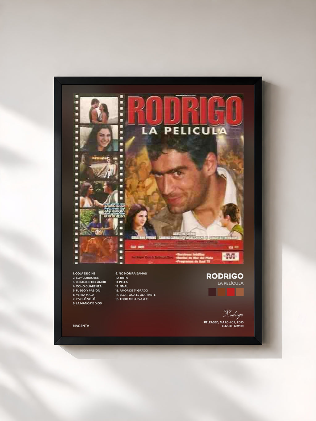 #noir Tableau de l'album La Película de Rodrigo, cadre noir, imprimé et encadré en France