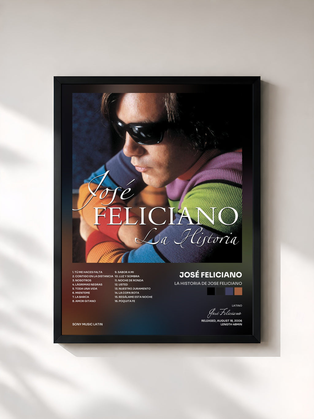 #noir La Historia De Jose Feliciano di José Feliciano in stampa incorniciata, cornice nera, stampata e incorniciata in Francia