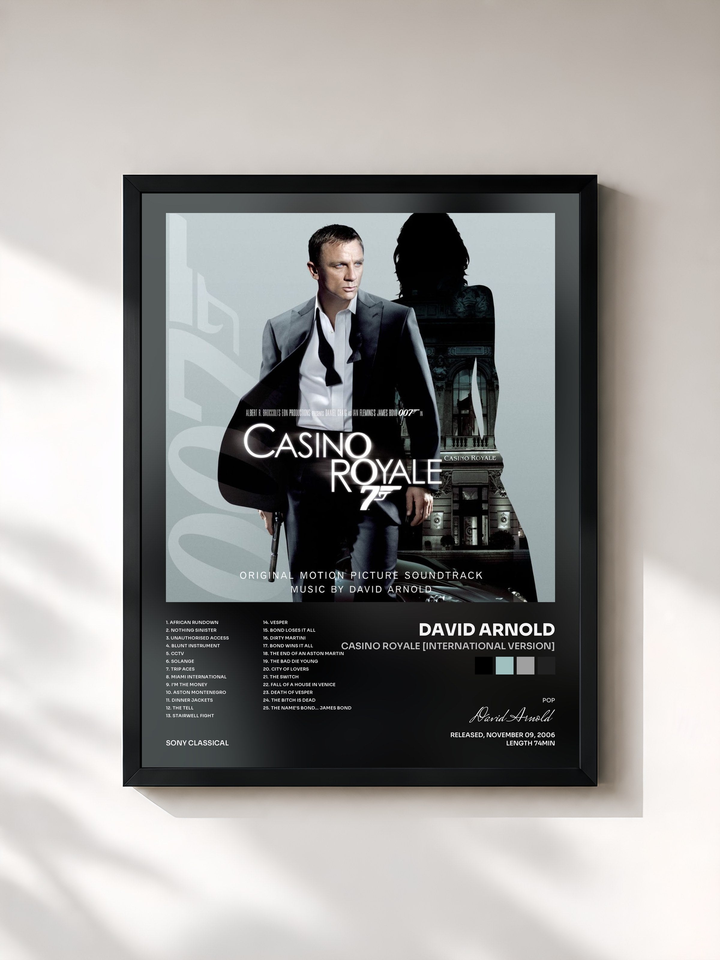 #noir Tableau de l'album Casino Royale [International Version] de David Arnold, cadre noir, imprimé et encadré en France
