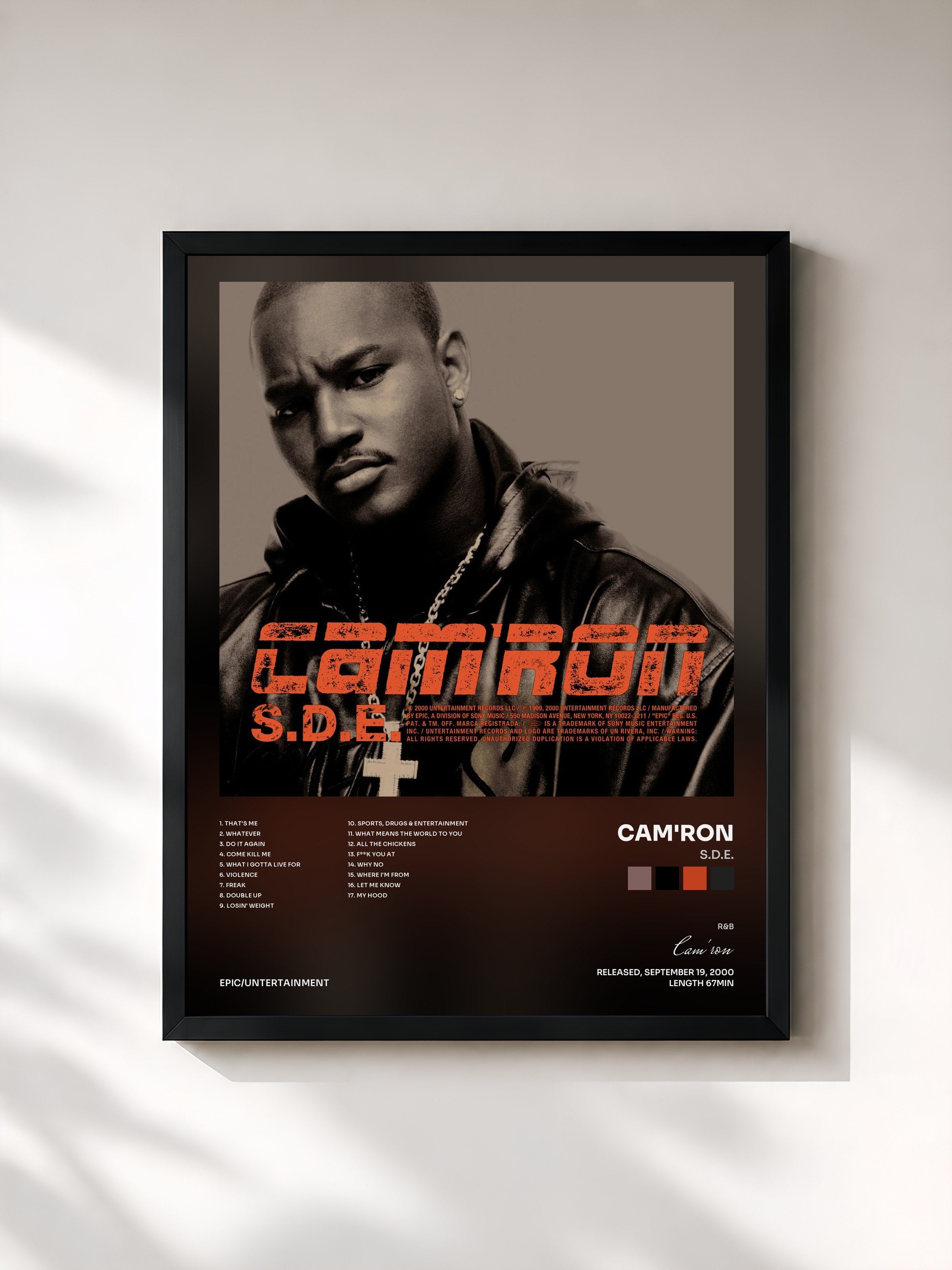 #noir Tableau de l'album S.D.E. de Cam'ron, cadre noir, imprimé et encadré en France