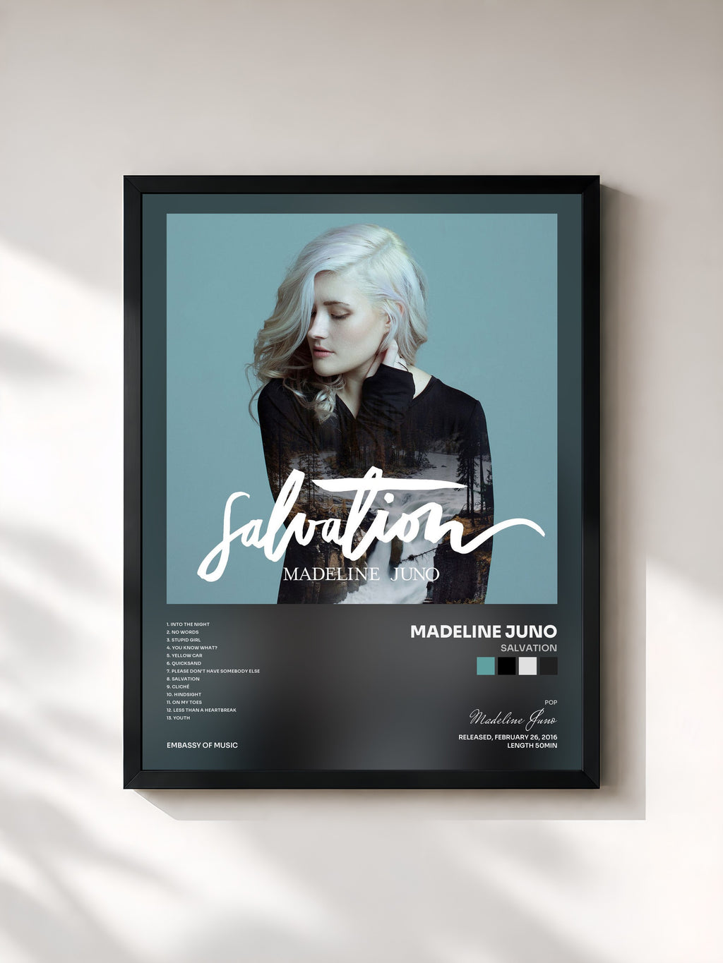 #noir Tableau de l'album Salvation de Madeline Juno, cadre noir, imprimé et encadré en France