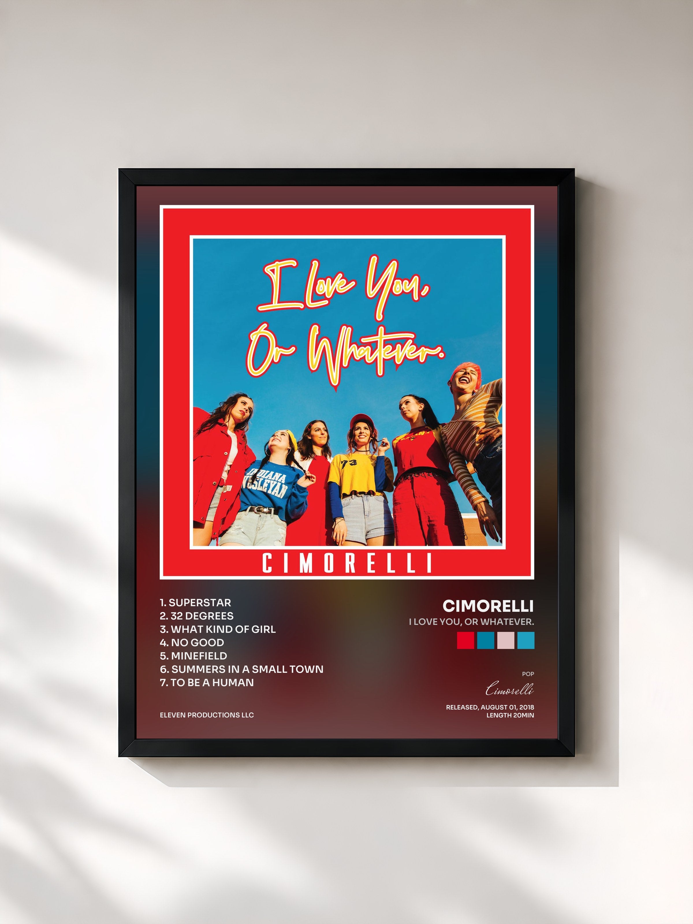 #noir Tableau de l'album I Love You, or Whatever. de Cimorelli, cadre noir, imprimé et encadré en France