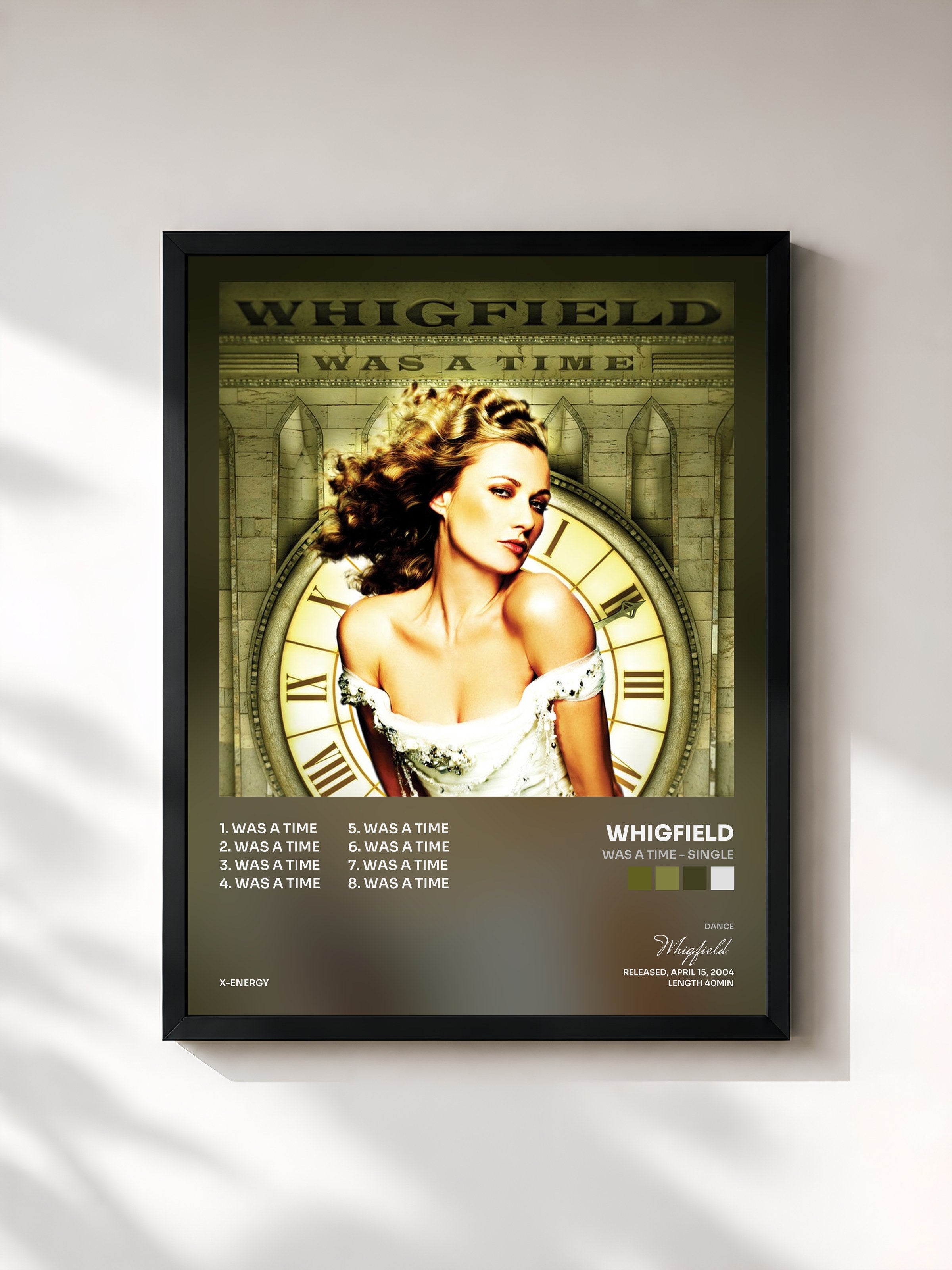 #noir Tableau de l'album Was a Time - Single de Whigfield, cadre noir, imprimé et encadré en France