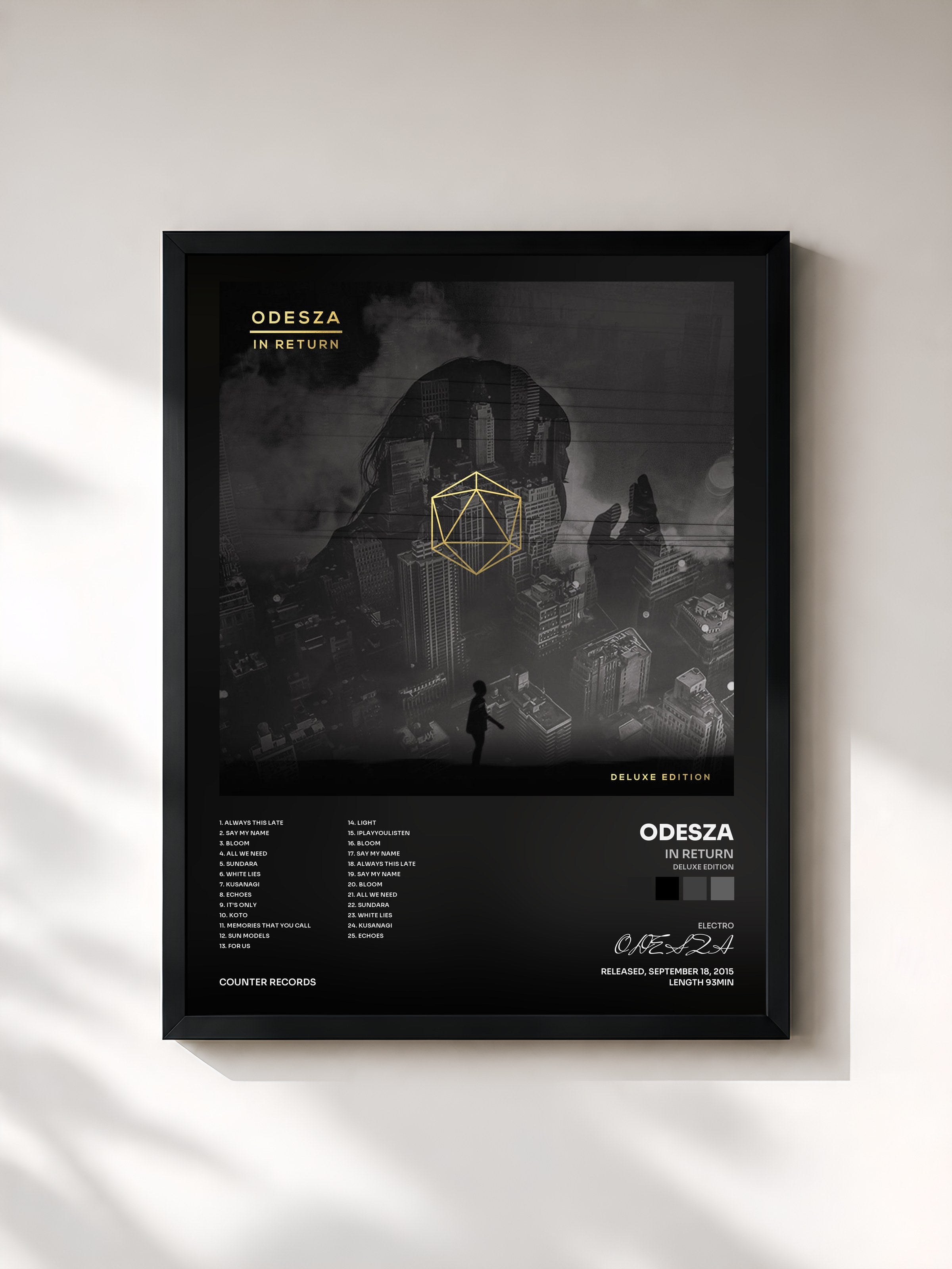 #noir Tableau de l'album In Return (Deluxe Edition) de ODESZA, cadre noir, imprimé et encadré en France
