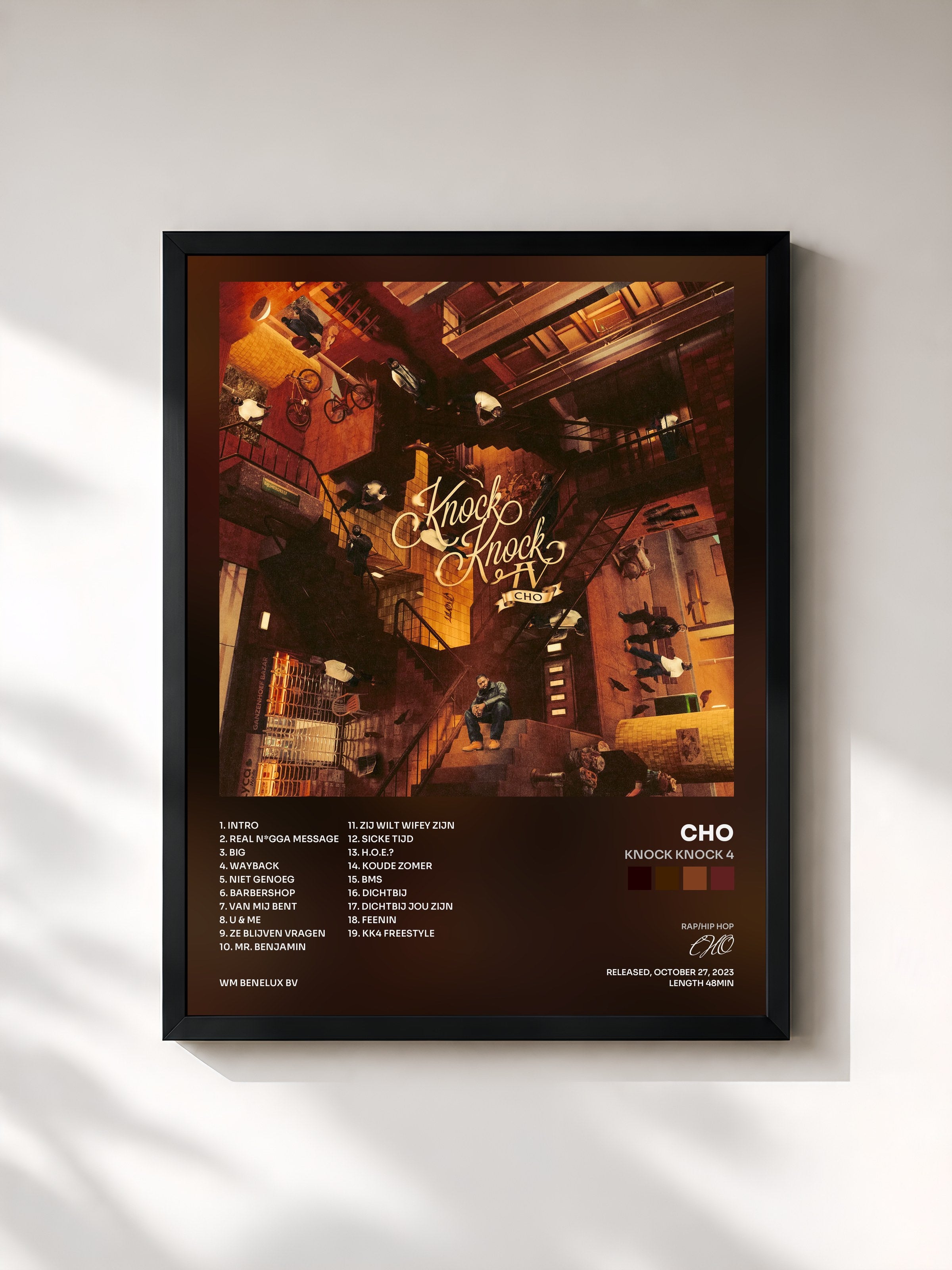 #noir Tableau de l'album Knock Knock 4 de CHO, cadre noir, imprimé et encadré en France