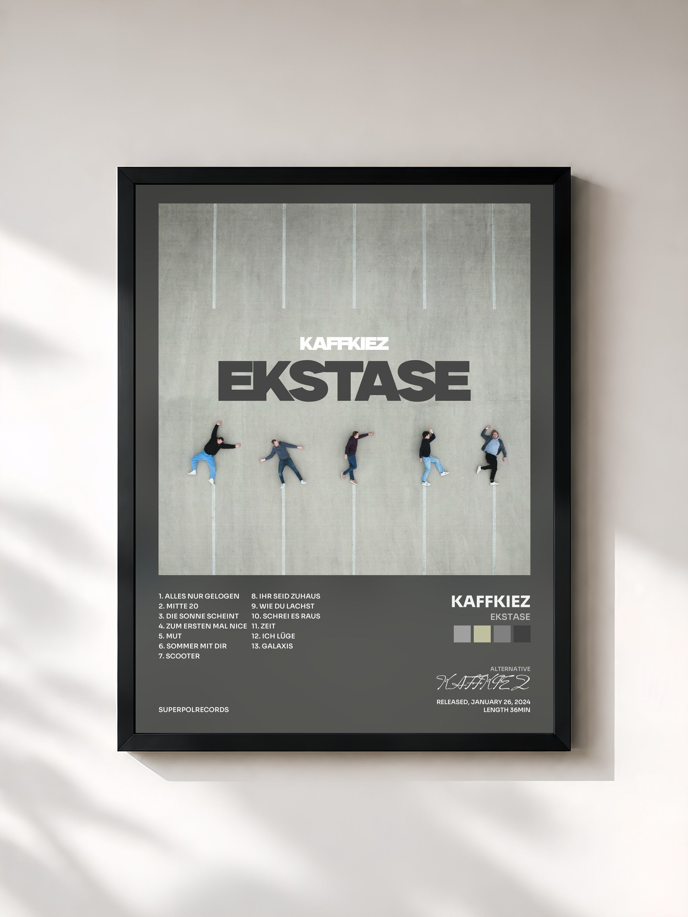 #noir Tableau de l'album EKSTASE de KAFFKIEZ, cadre noir, imprimé et encadré en France
