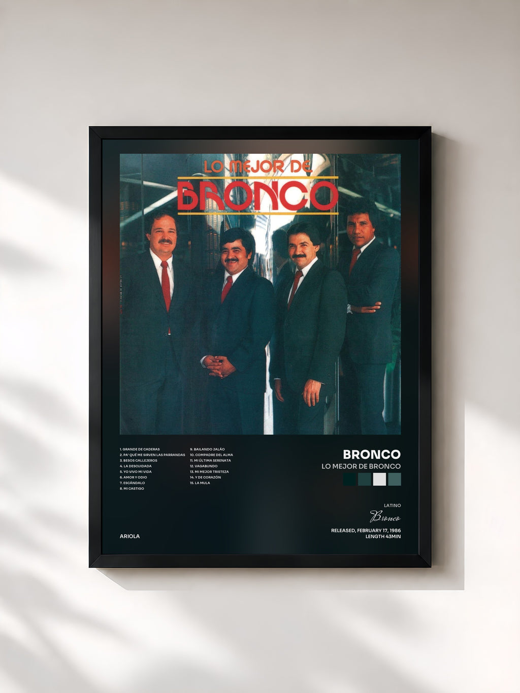 #noir Tableau de l'album Lo Mejor De Bronco de Bronco, cadre noir, imprimé et encadré en France