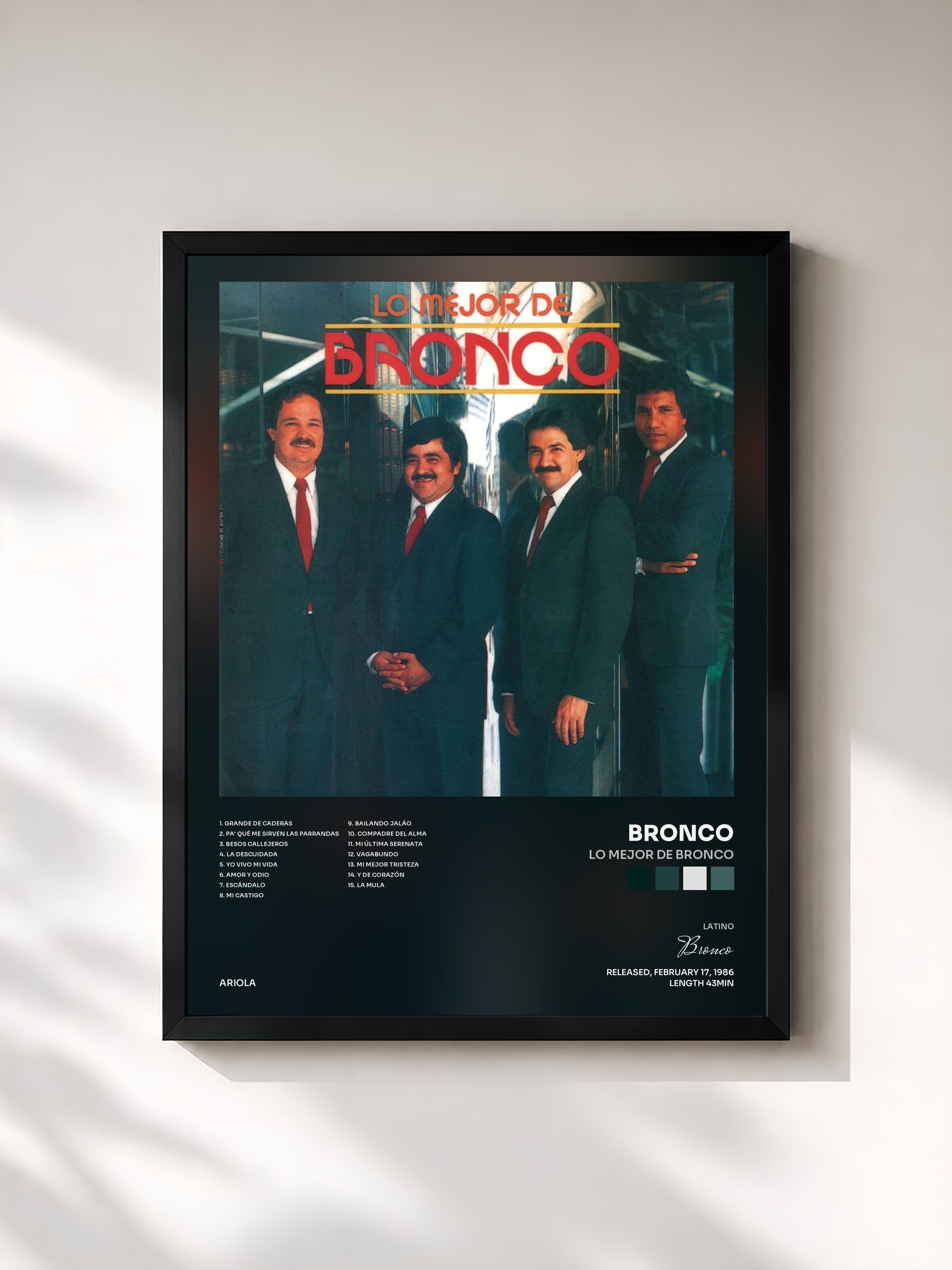 #noir Tableau de l'album Lo Mejor De Bronco de Bronco, cadre noir, imprimé et encadré en France