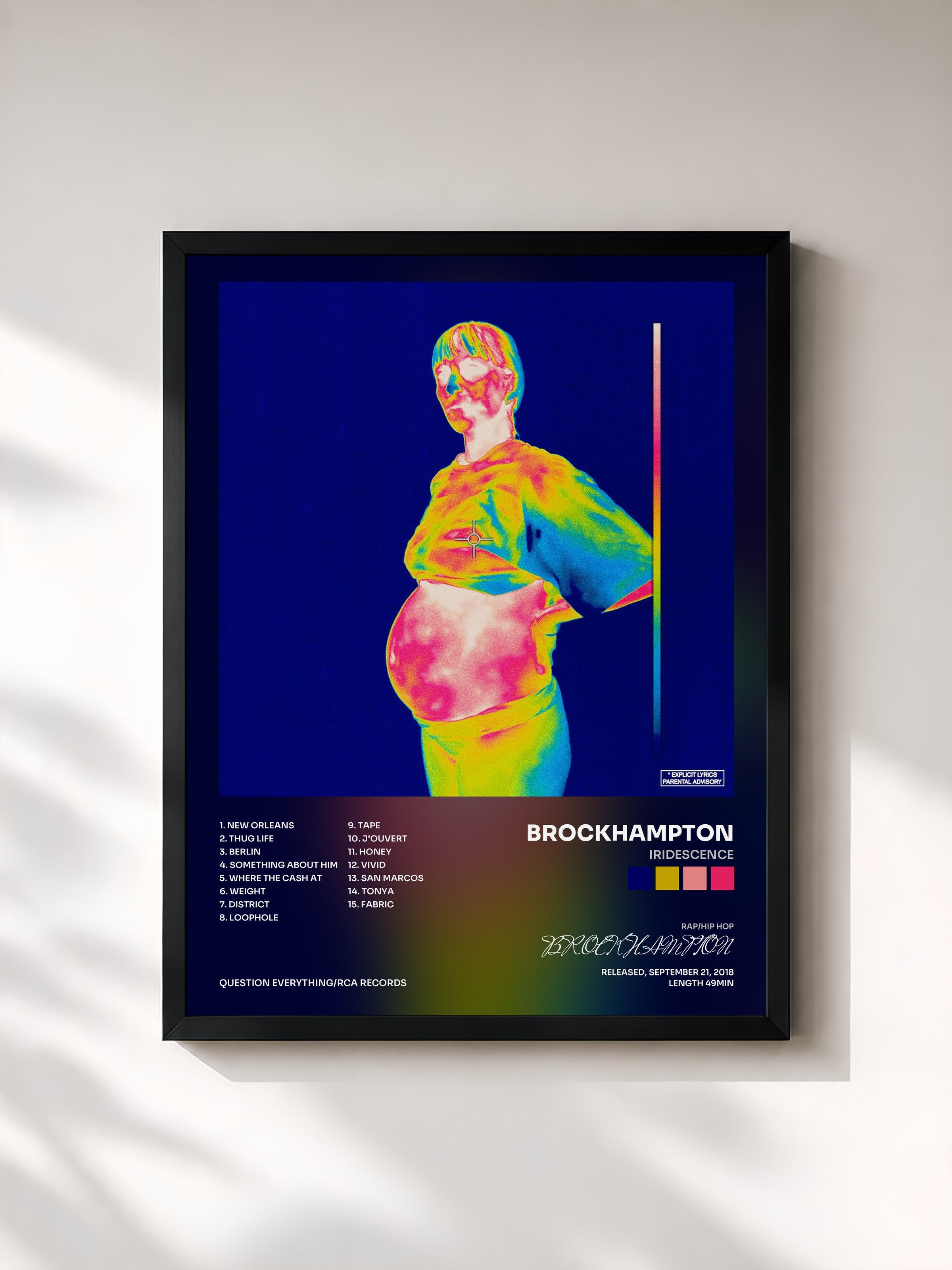 #noir Tableau de l'album iridescence de BROCKHAMPTON, cadre noir, imprimé et encadré en France