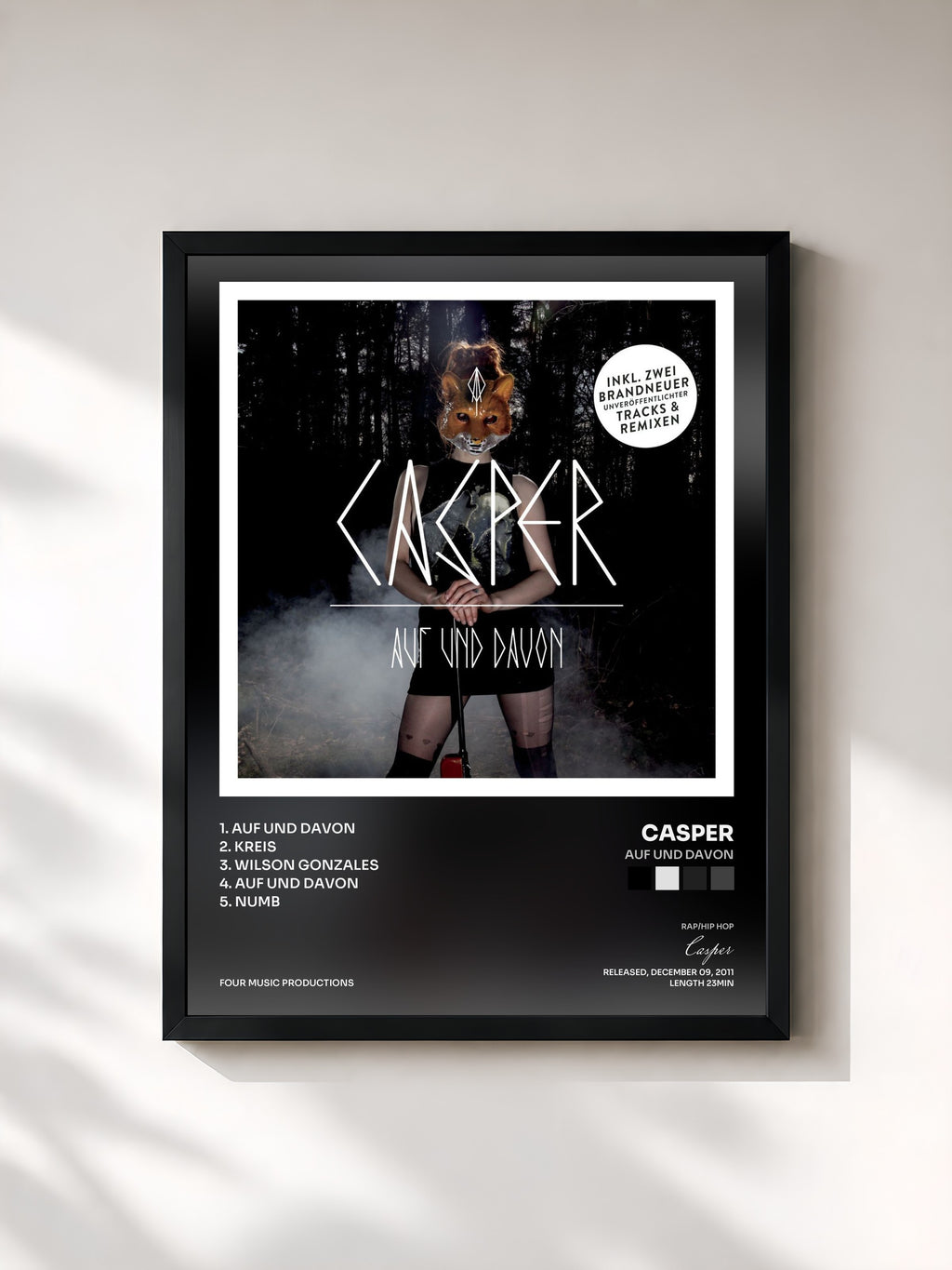 #noir Tableau de l'album Auf und davon de Casper, cadre noir, imprimé et encadré en France