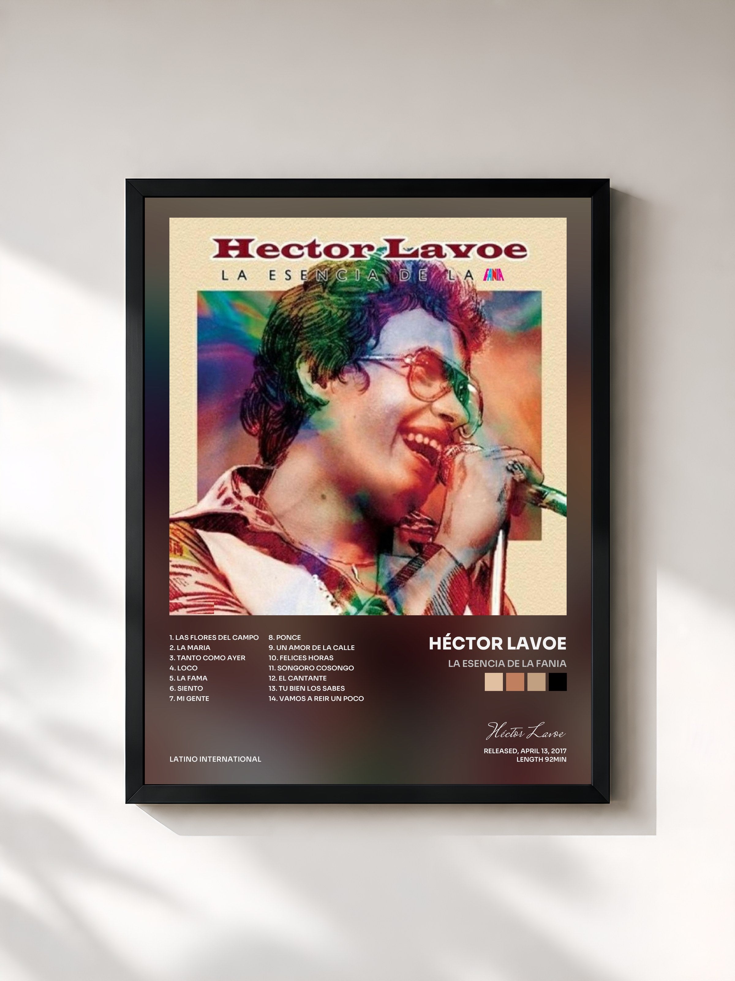 #noir Tableau de l'album La Esencia De La Fania de Héctor Lavoe, cadre noir, imprimé et encadré en France
