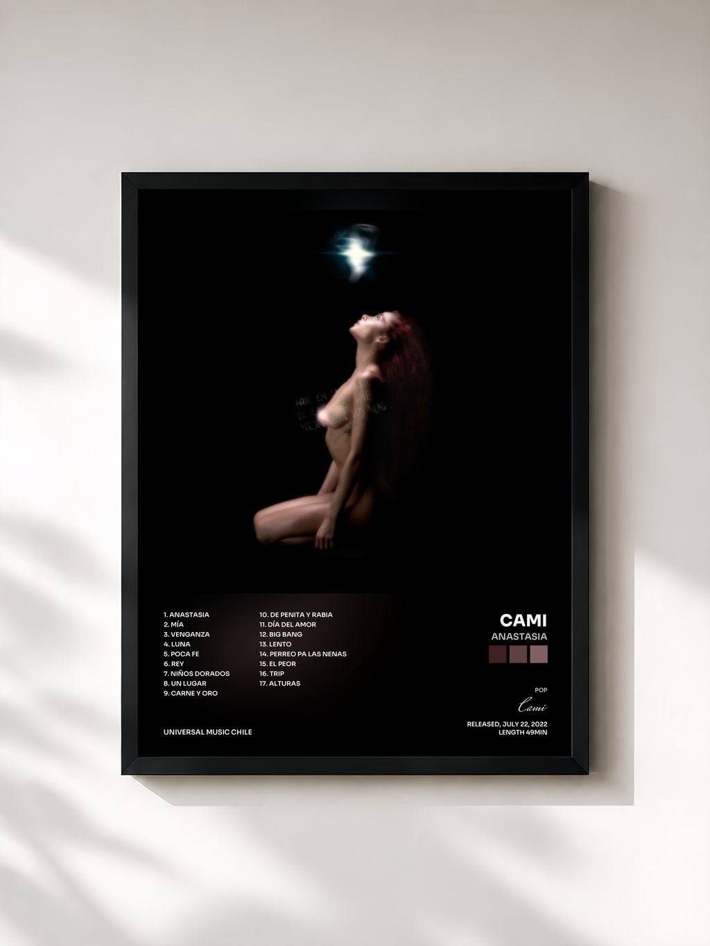 #noir Tableau de l'album ANASTASIA de Cami, cadre noir, imprimé et encadré en France