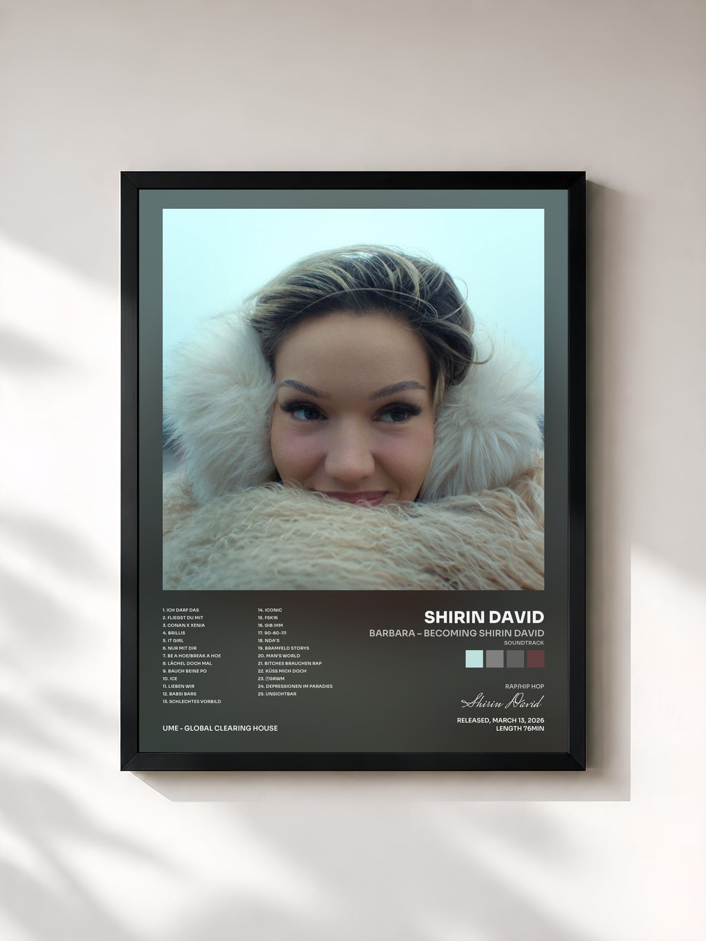 #noir Tableau de l'album Barbara – Becoming Shirin David (Soundtrack) de Shirin David, cadre noir, imprimé et encadré en France
