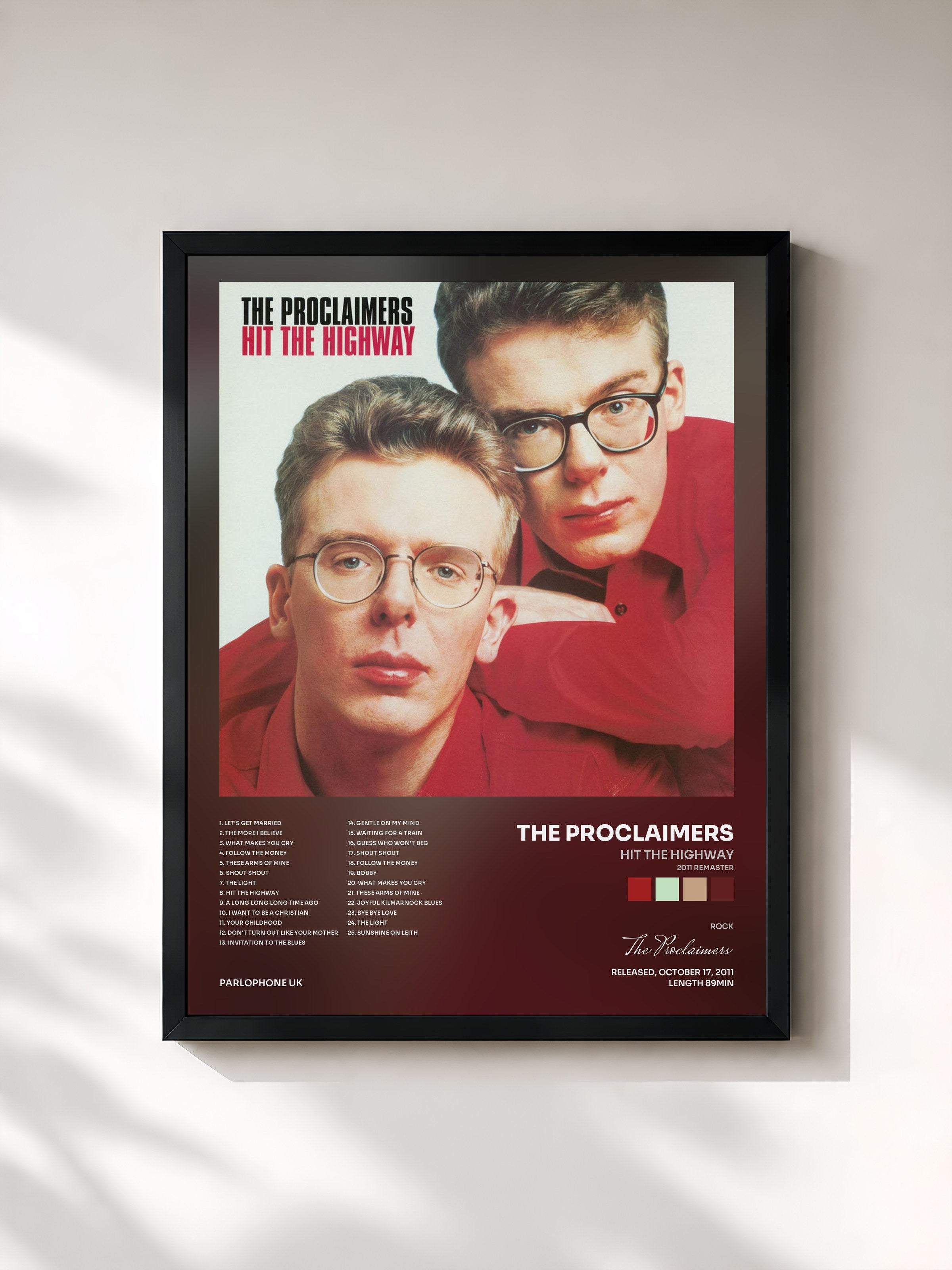 #noir Tableau de l'album Hit the Highway (2011 Remaster) de The Proclaimers, cadre noir, imprimé et encadré en France