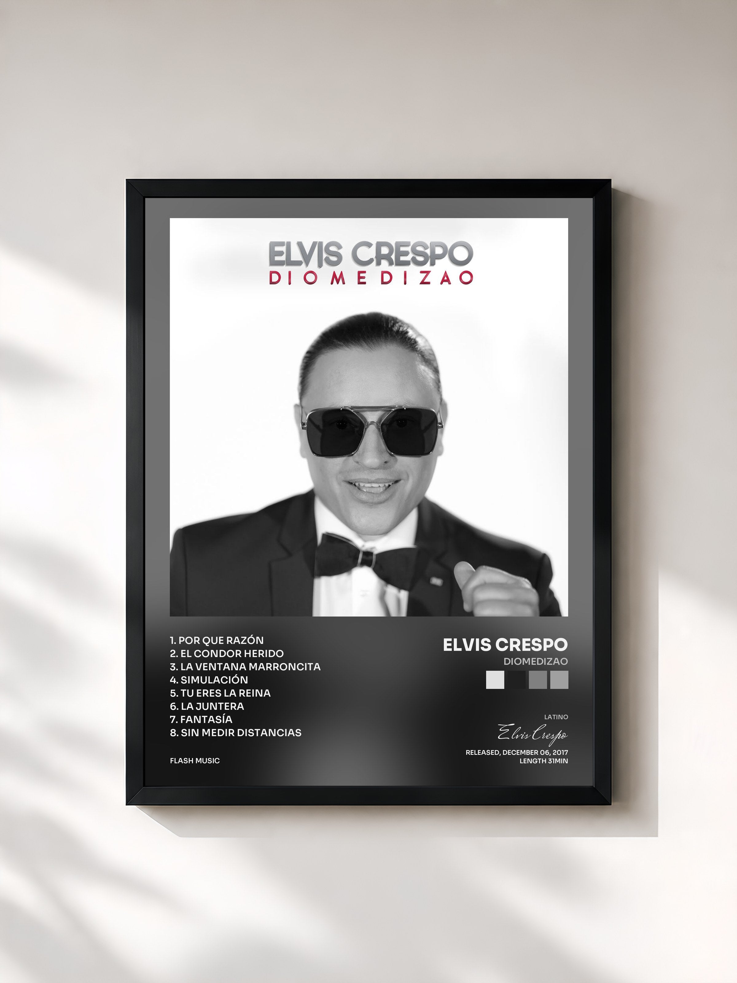 #noir Tableau de l'album Diomedizao de Elvis Crespo, cadre noir, imprimé et encadré en France