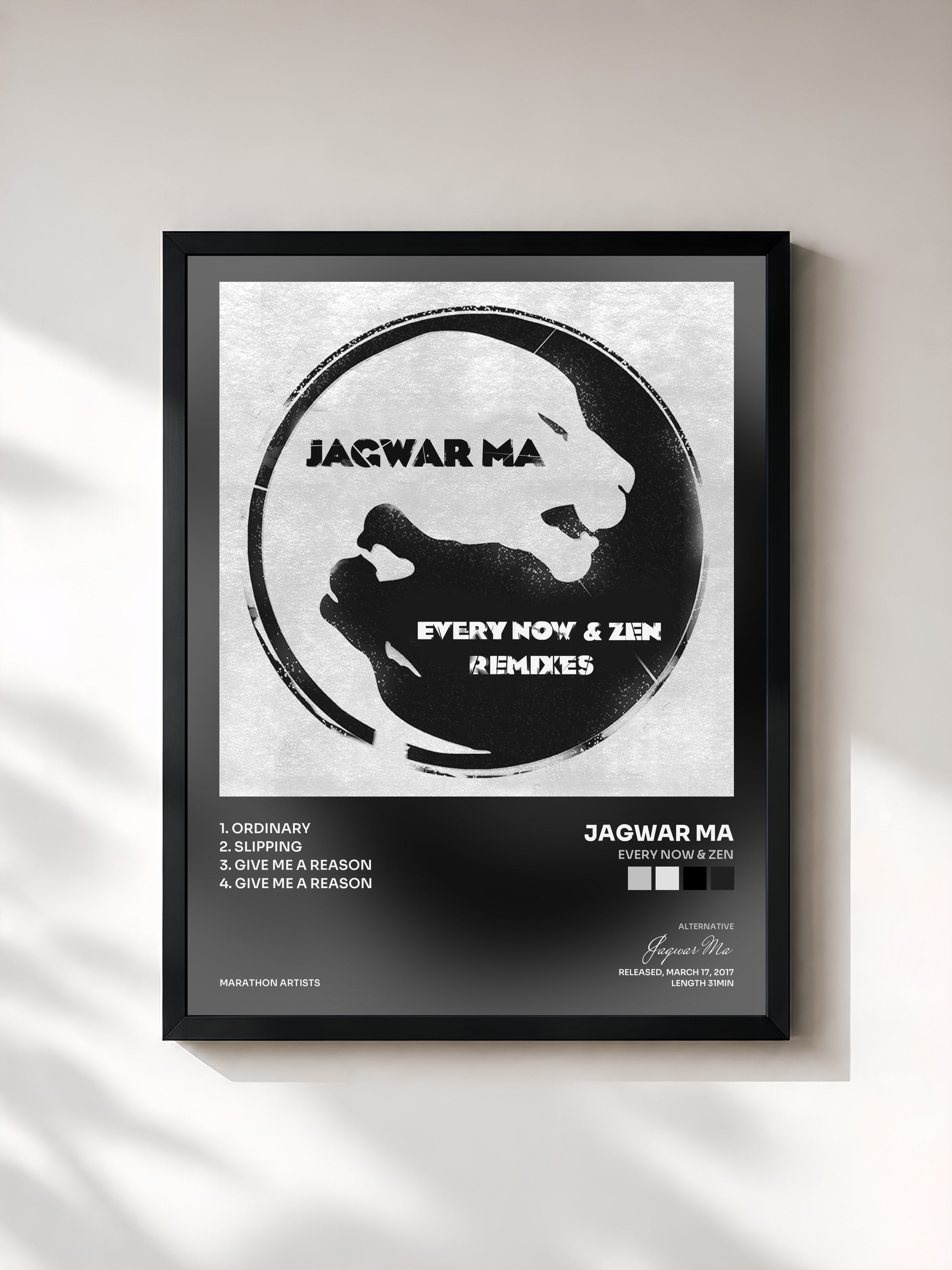 #noir Tableau de l'album Every Now & Zen de Jagwar Ma, cadre noir, imprimé et encadré en France