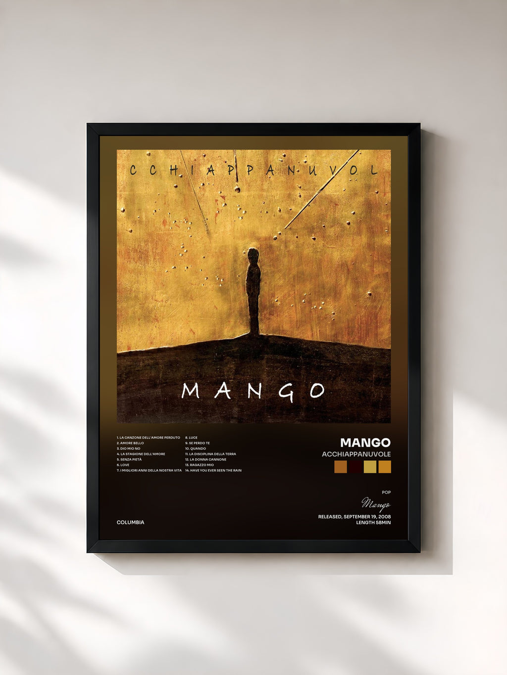 #noir Tableau de l'album Acchiappanuvole de Mango, cadre noir, imprimé et encadré en France