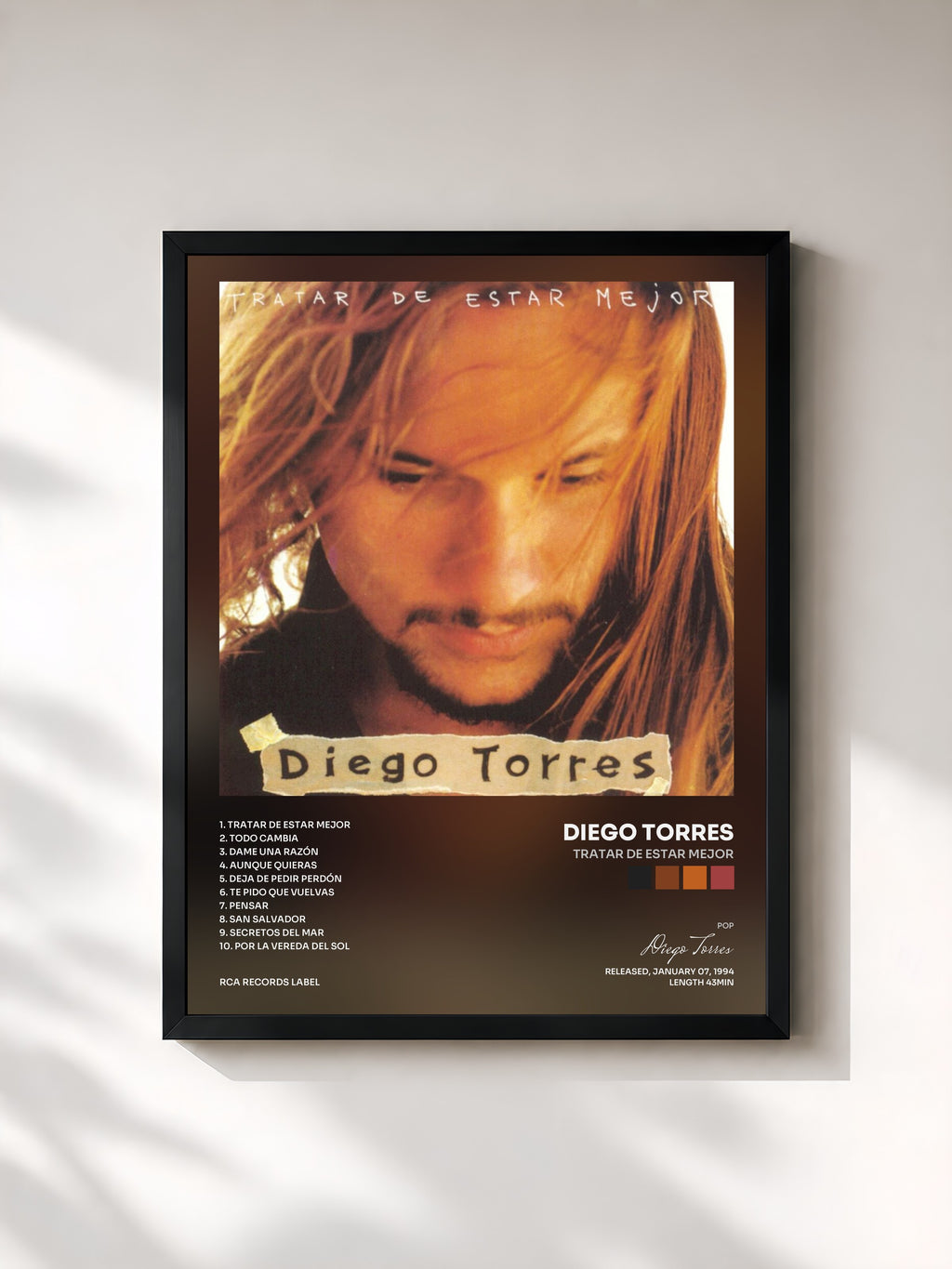 #noir Tableau de l'album Tratar De Estar Mejor de Diego Torres, cadre noir, imprimé et encadré en France