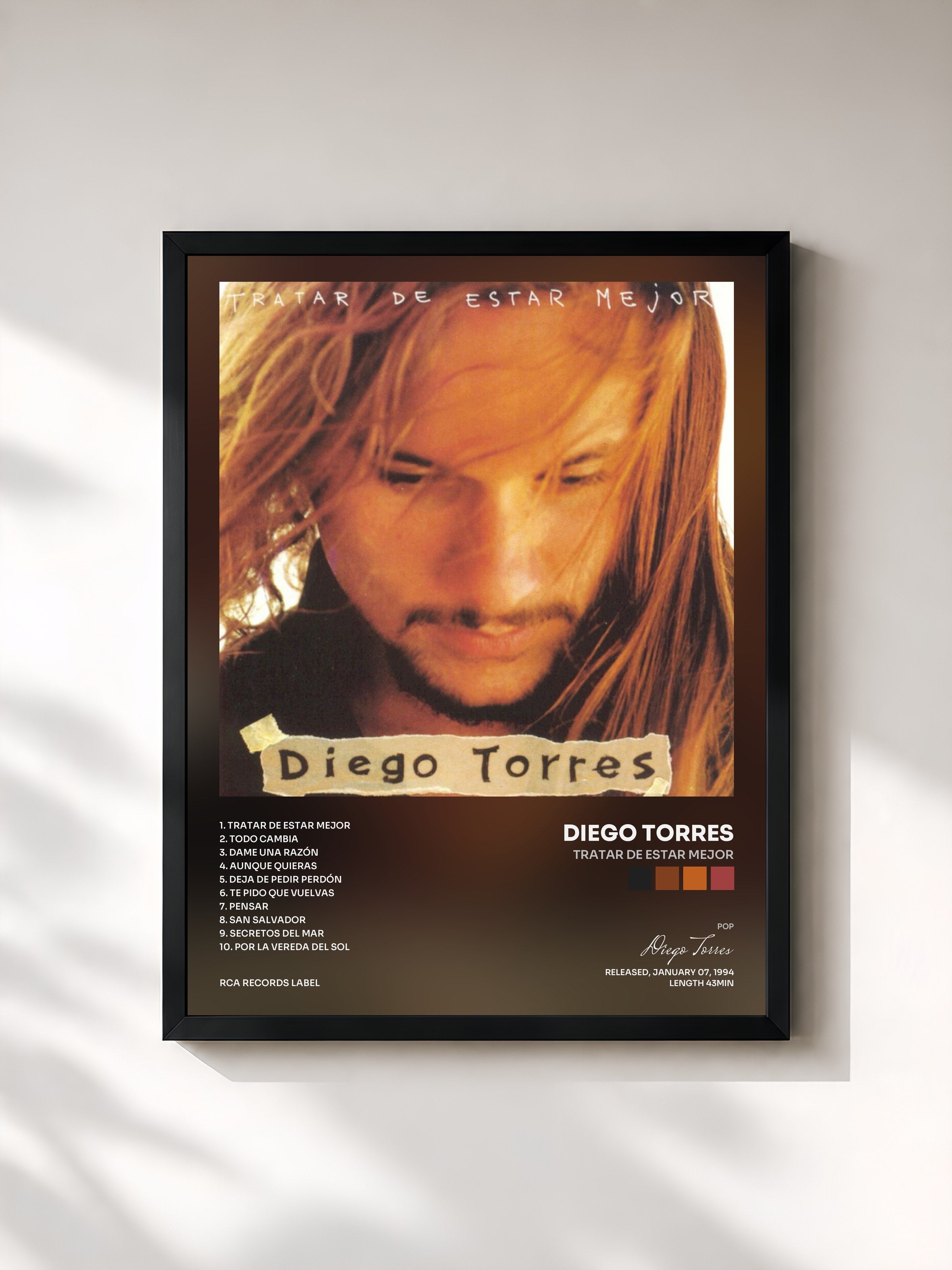#noir Tableau de l'album Tratar De Estar Mejor de Diego Torres, cadre noir, imprimé et encadré en France