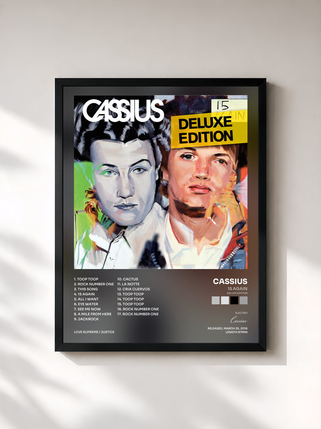 #noir Tableau de l'album 15 Again (Deluxe Edition) de Cassius, cadre noir, imprimé et encadré en France