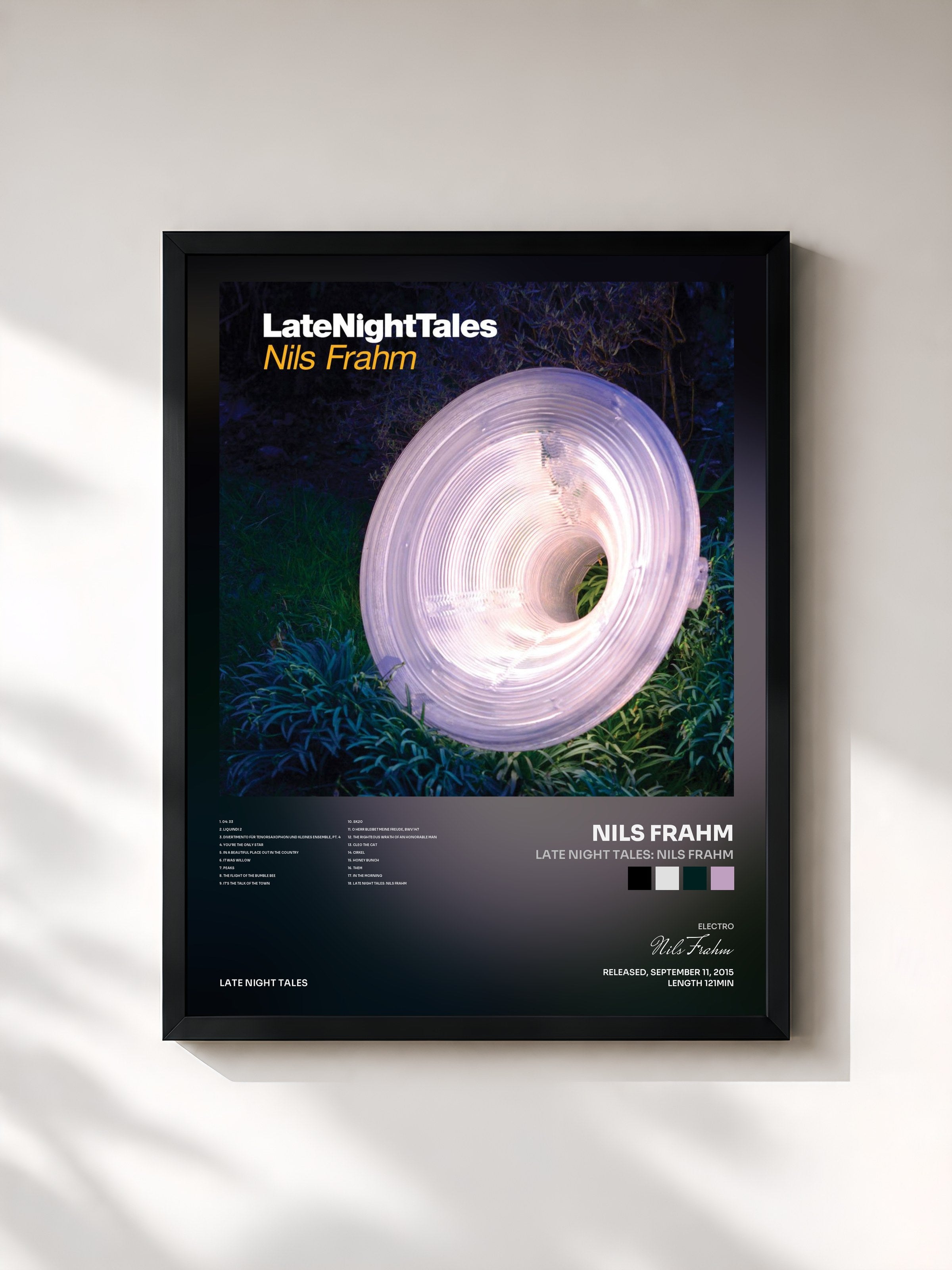 #noir Tableau de l'album Late Night Tales: Nils Frahm de Nils Frahm, cadre noir, imprimé et encadré en France