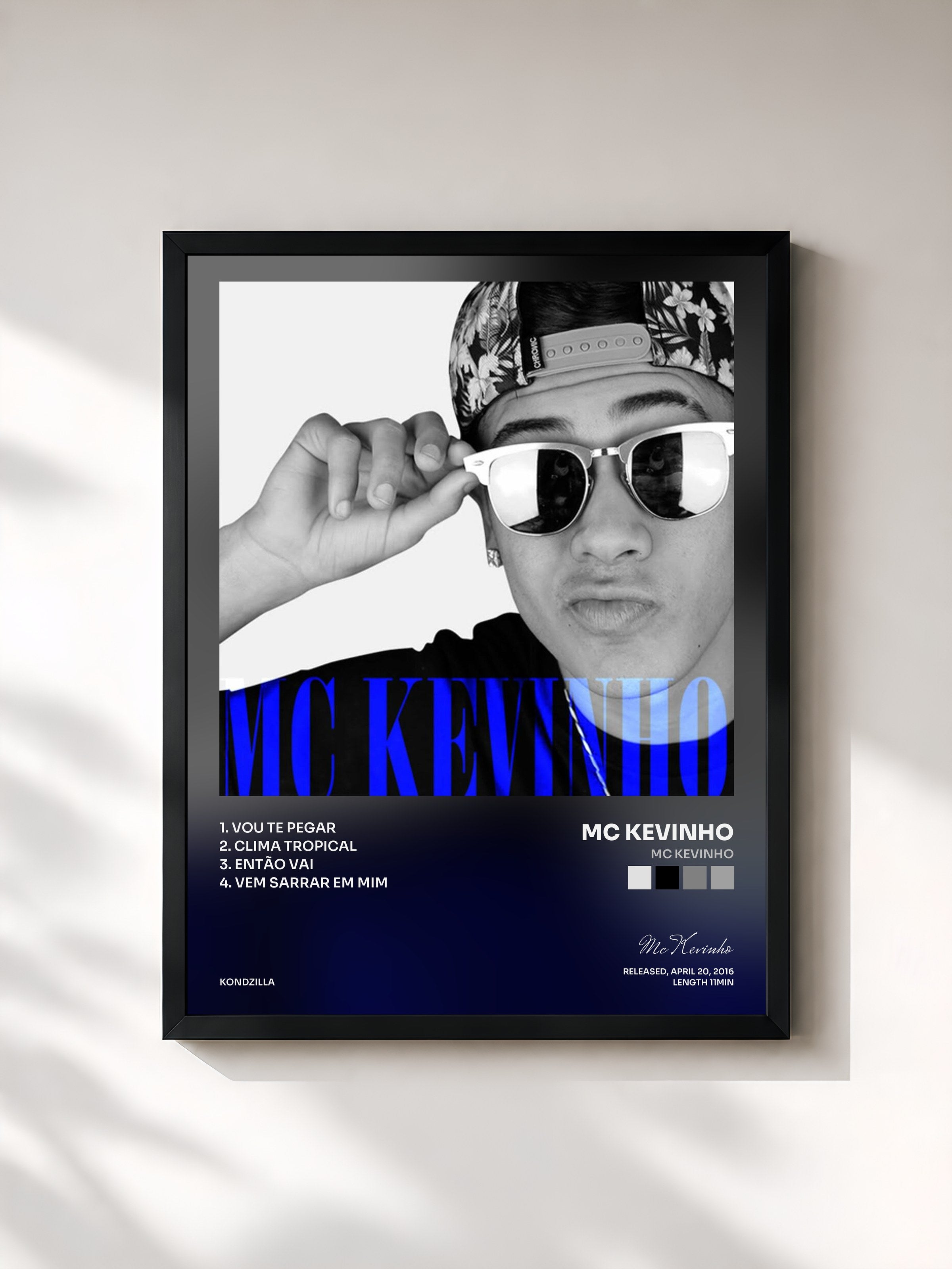 #noir Tableau de l'album Mc Kevinho de Mc Kevinho, cadre noir, imprimé et encadré en France