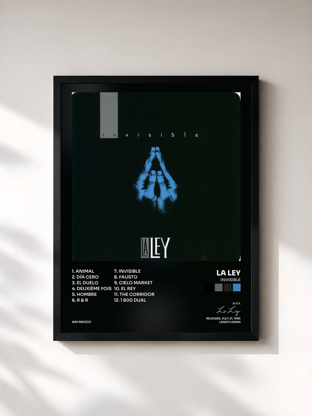 #noir Tableau de l'album Invisible de La Ley, cadre noir, imprimé et encadré en France