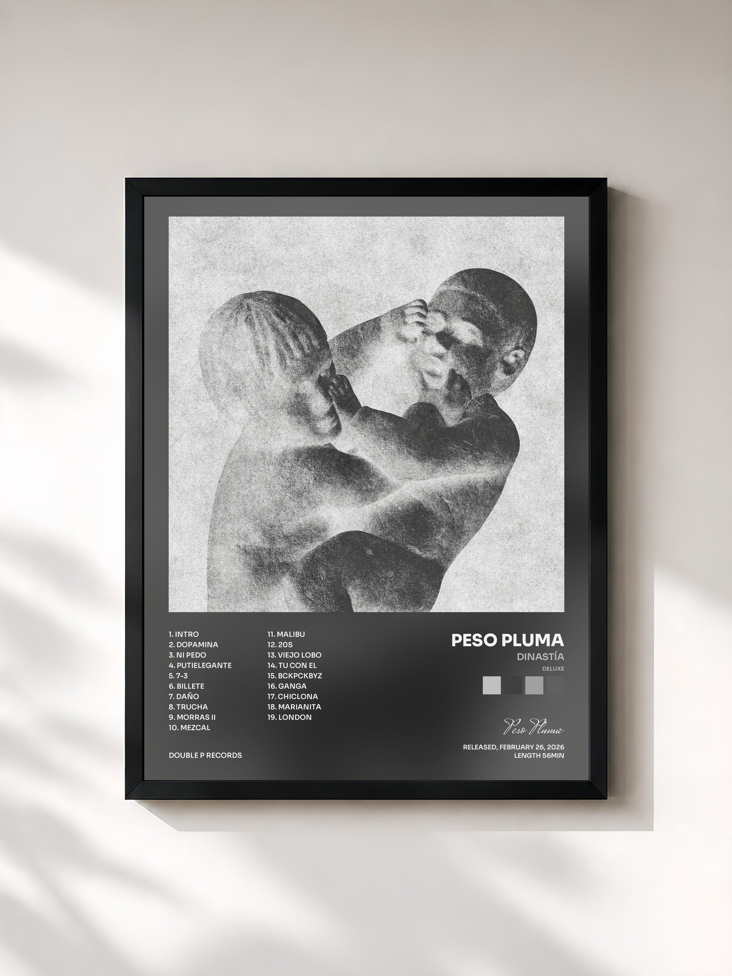 #noir Tableau de l'album DINASTÍA (DELUXE) de Peso Pluma, cadre noir, imprimé et encadré en France