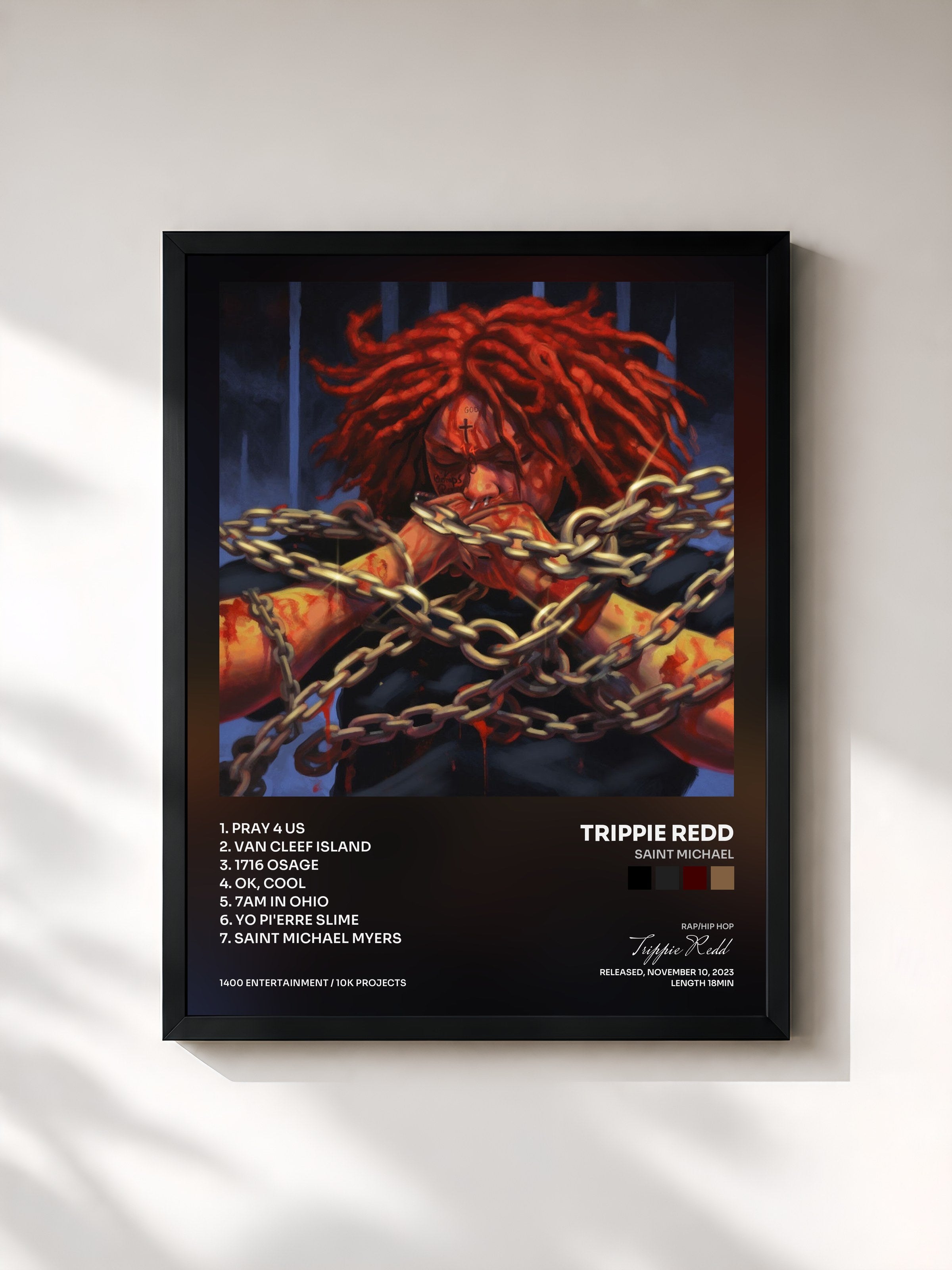 #noir Tableau de l'album Saint Michael de Trippie Redd, cadre noir, imprimé et encadré en France