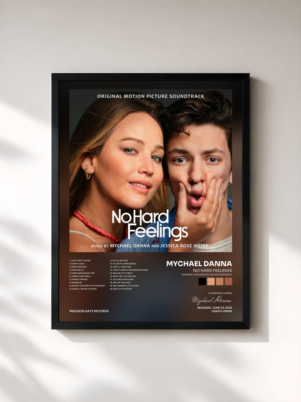#noir Tableau de l'album No Hard Feelings (Original Motion Picture Soundtrack) de Mychael Danna, cadre noir, imprimé et encadré en France