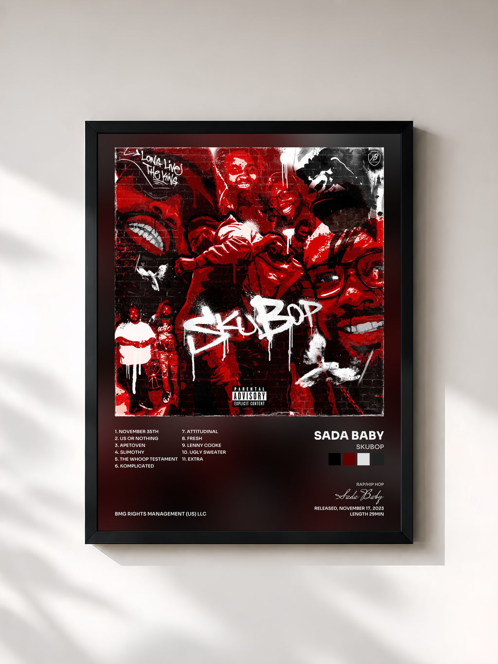 #noir Tableau de l'album SkuBop de Sada Baby, cadre noir, imprimé et encadré en France