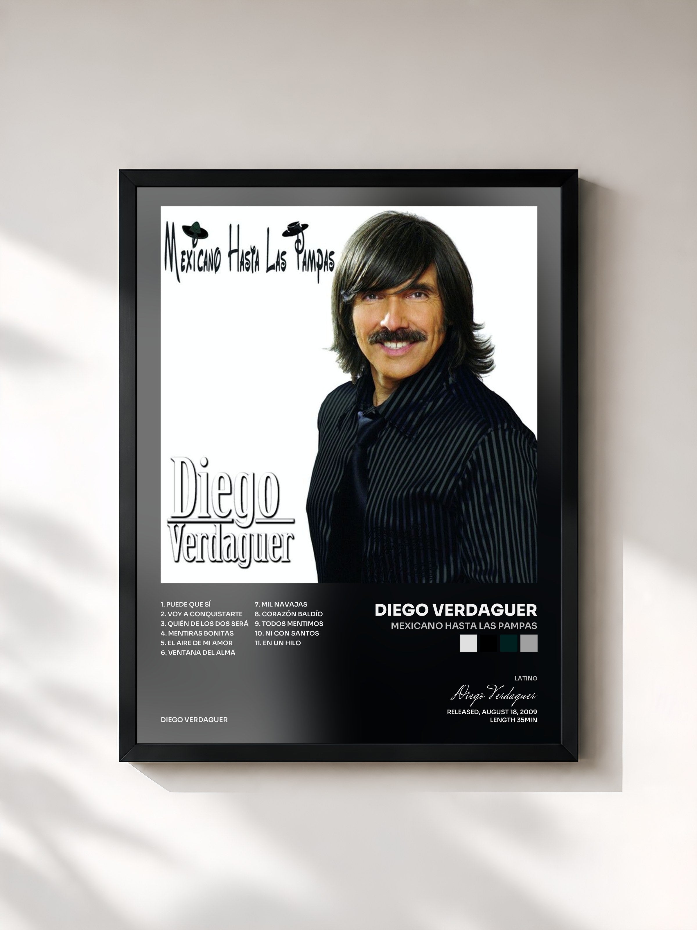 #noir Tableau de l'album Mexicano Hasta Las Pampas de Diego Verdaguer, cadre noir, imprimé et encadré en France
