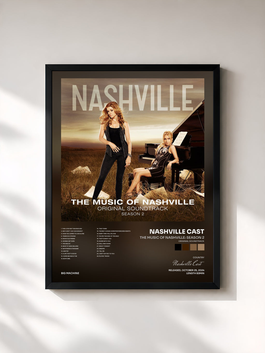 #noir The Music Of Nashville: Season 2 (Original Soundtrack) von Nashville Cast als gerahmter Kunstdruck, schwarzer Rahmen, gedruckt und gerahmt in Frankreich
