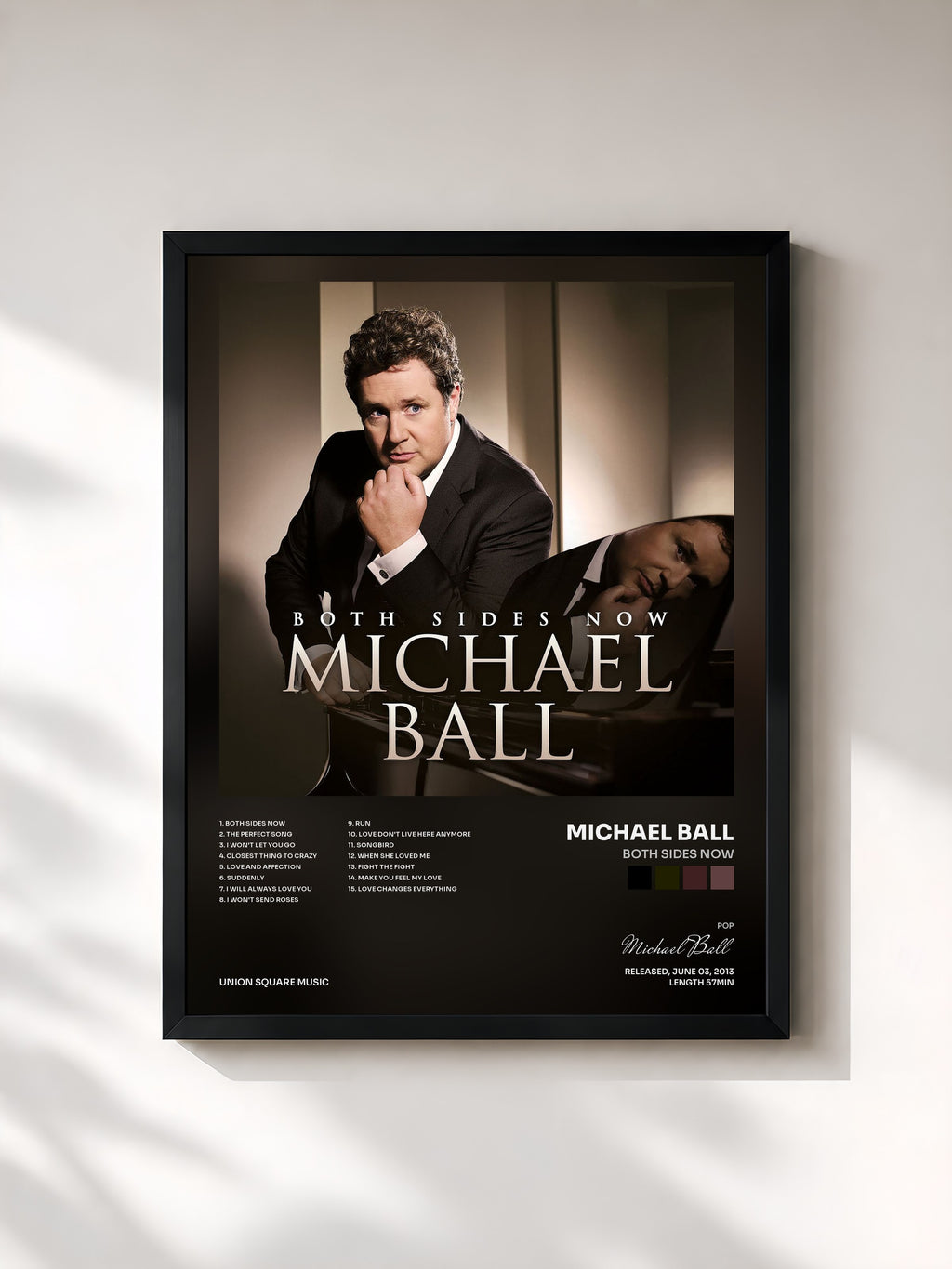 #noir Tableau de l'album Both Sides Now de Michael Ball, cadre noir, imprimé et encadré en France
