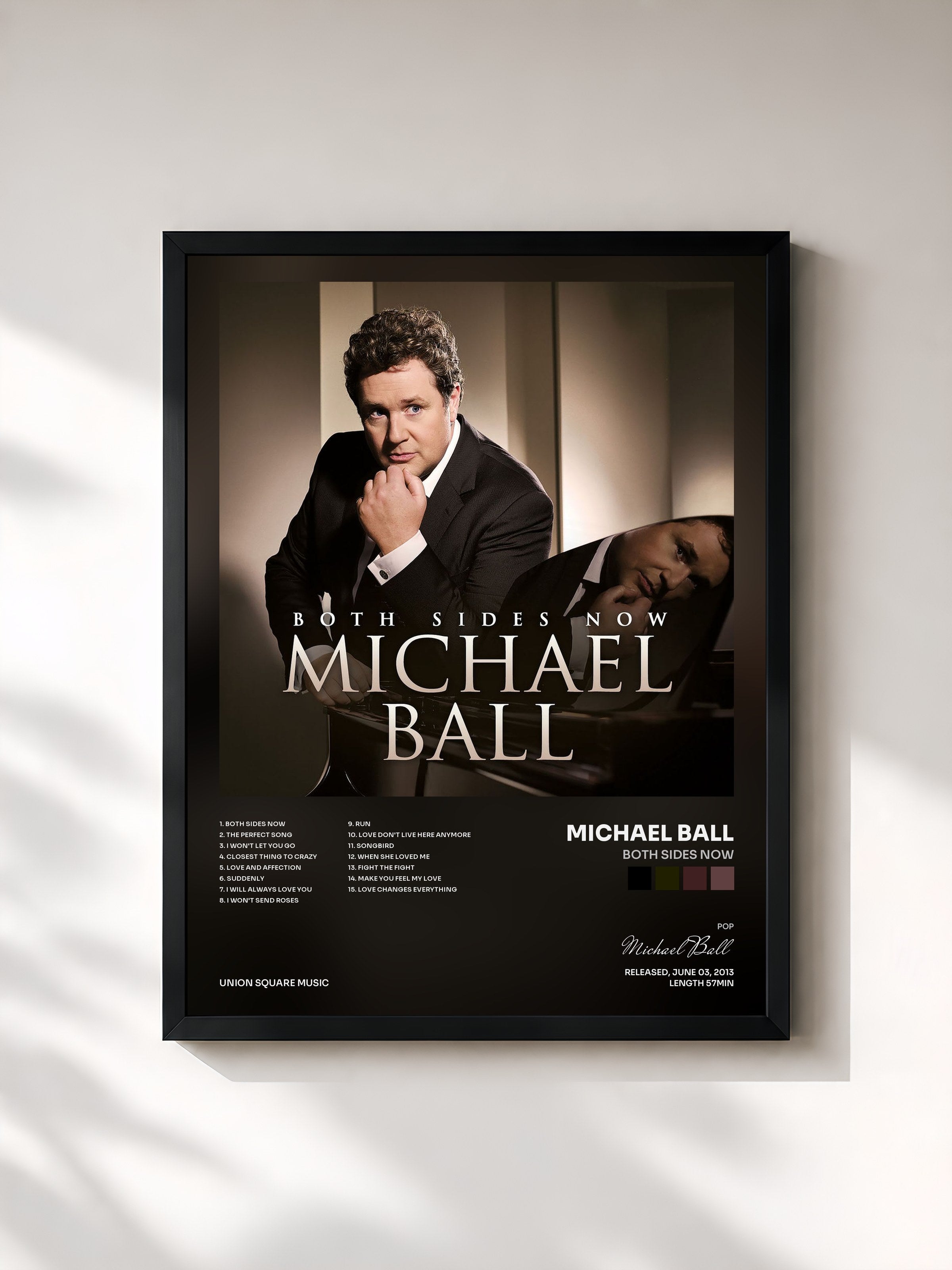 #noir Tableau de l'album Both Sides Now de Michael Ball, cadre noir, imprimé et encadré en France